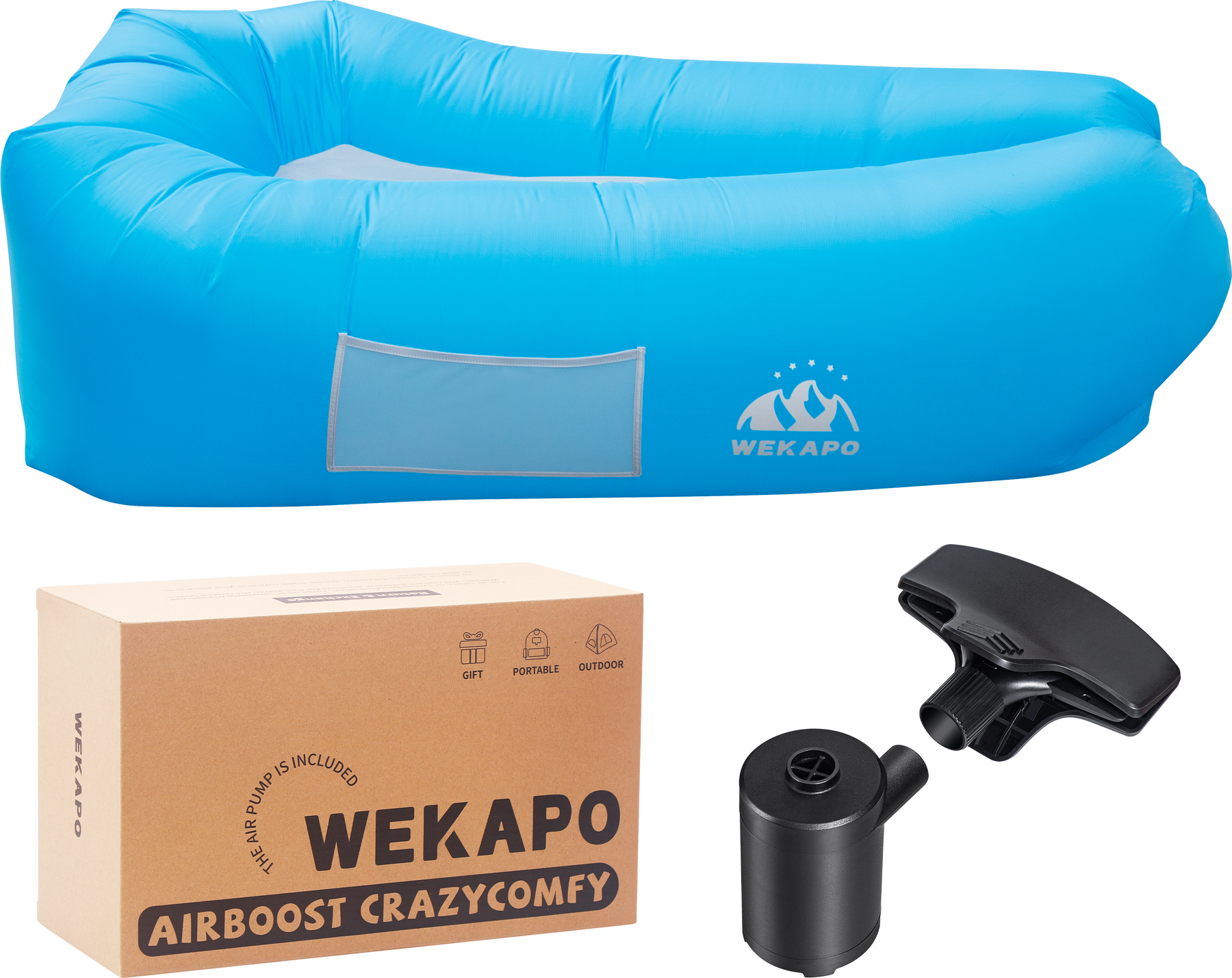 WEKAPO Inflatable Couch with Pump,Blue
