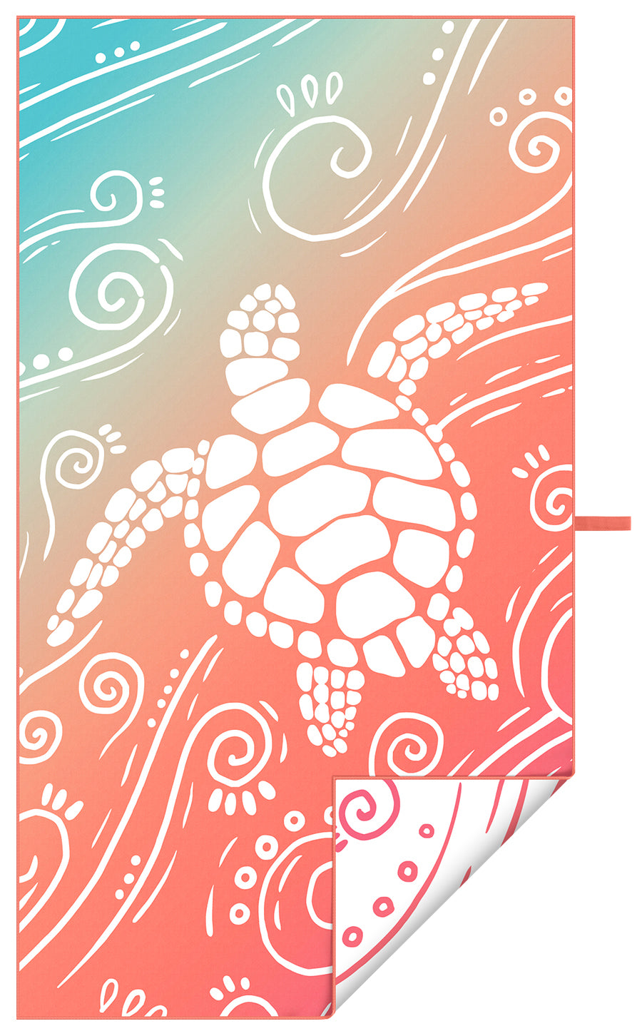 WEKAPO Microfiber Beach Towel,Gradient Coral Sea Turtle