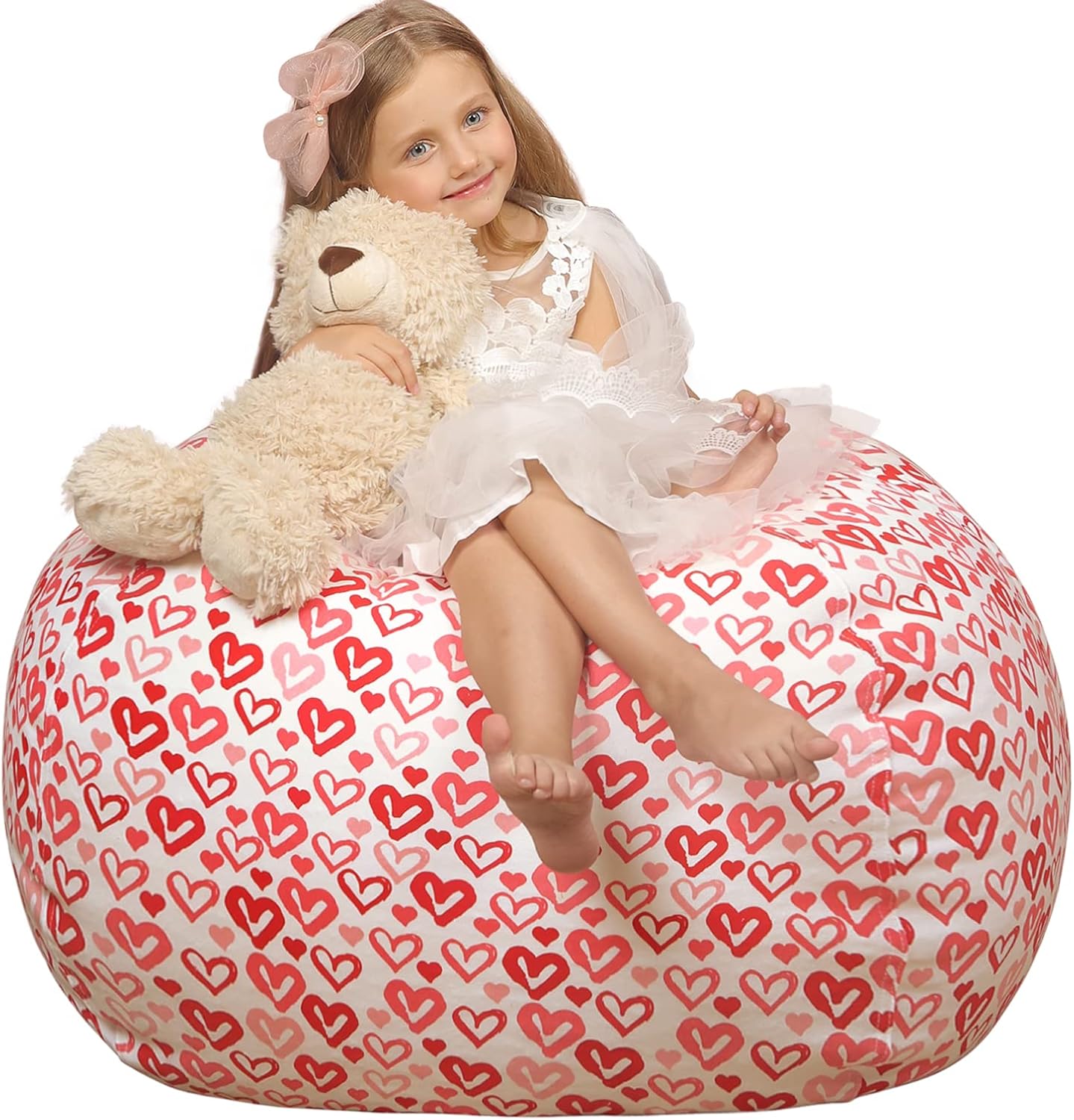 WEKAPO Stuffed Animal Storage Bean Bag Cover,Heart