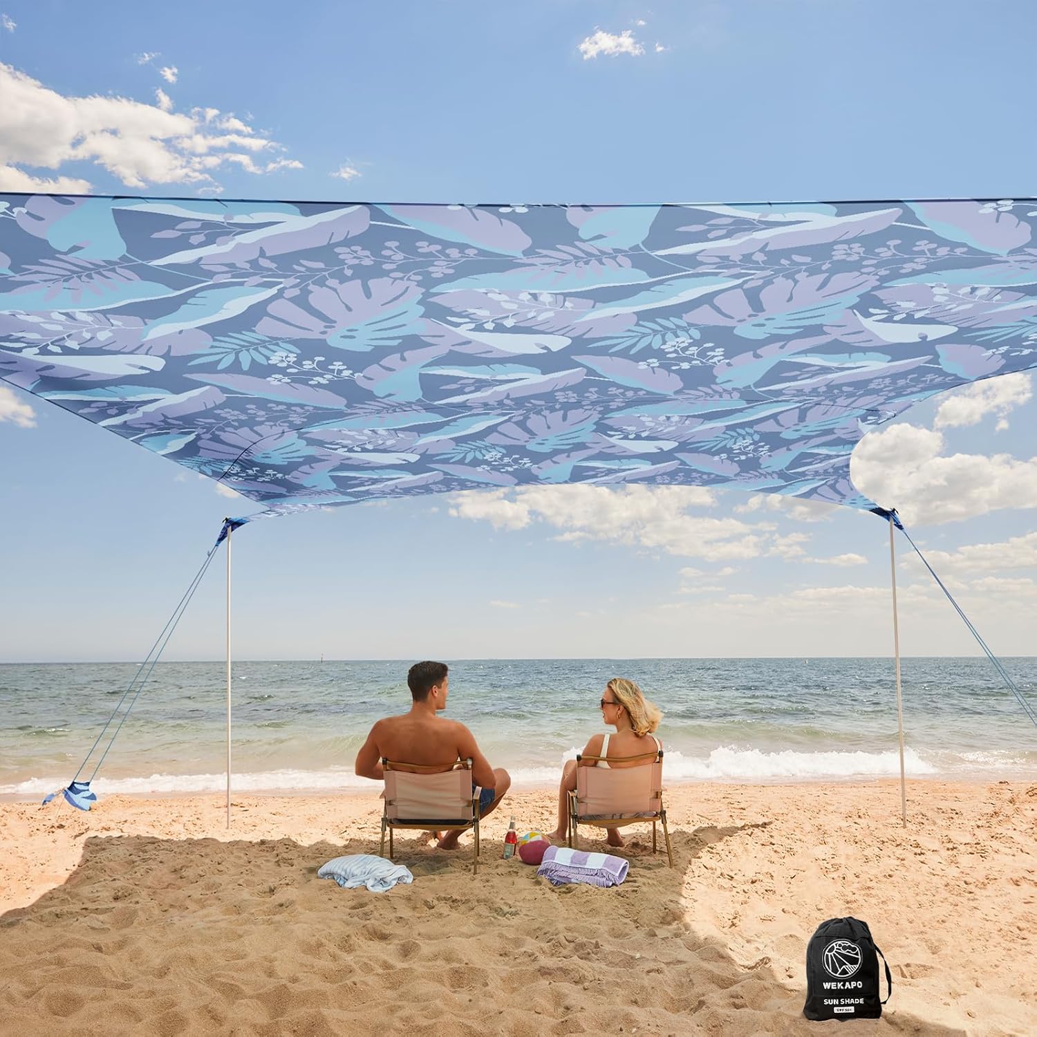 WEKAPO Beach Tent Sun Shelter,Sapphire Twilight Leaf