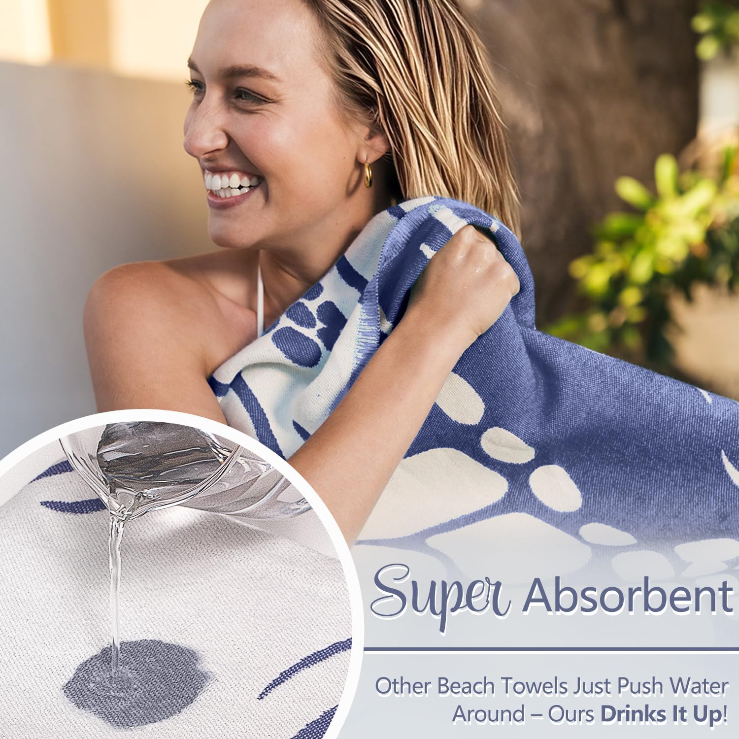 WEKAPO Turkish Beach Towel,Light Navy Sea Turtle