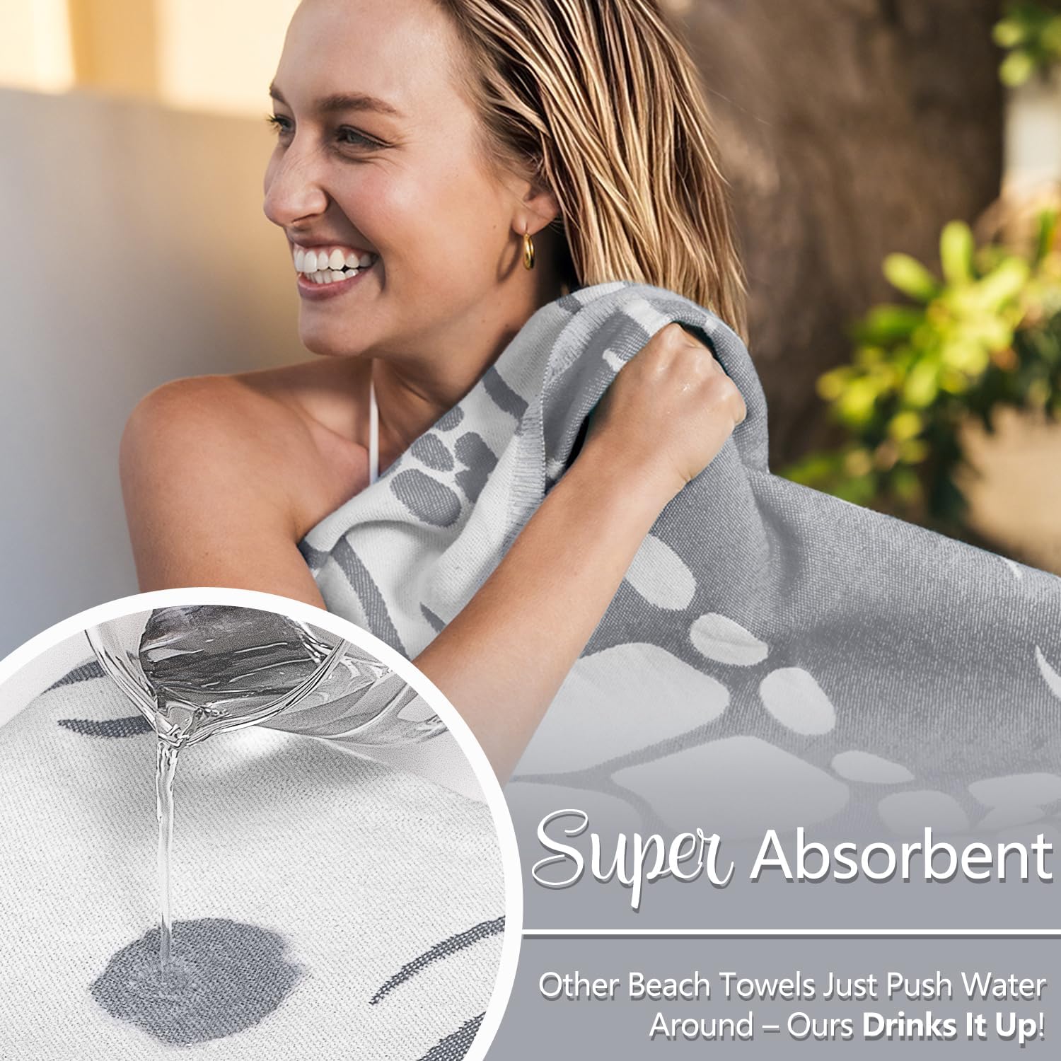 WEKAPO Turkish Beach Towel,Light Grey Sea Turtle