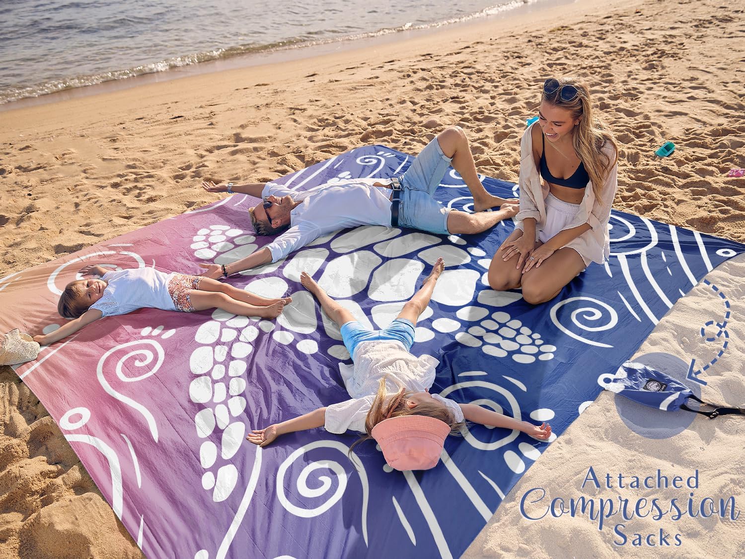 WEKAPO Sand Free Beach Blanket,Deep Blue Sea Turtle