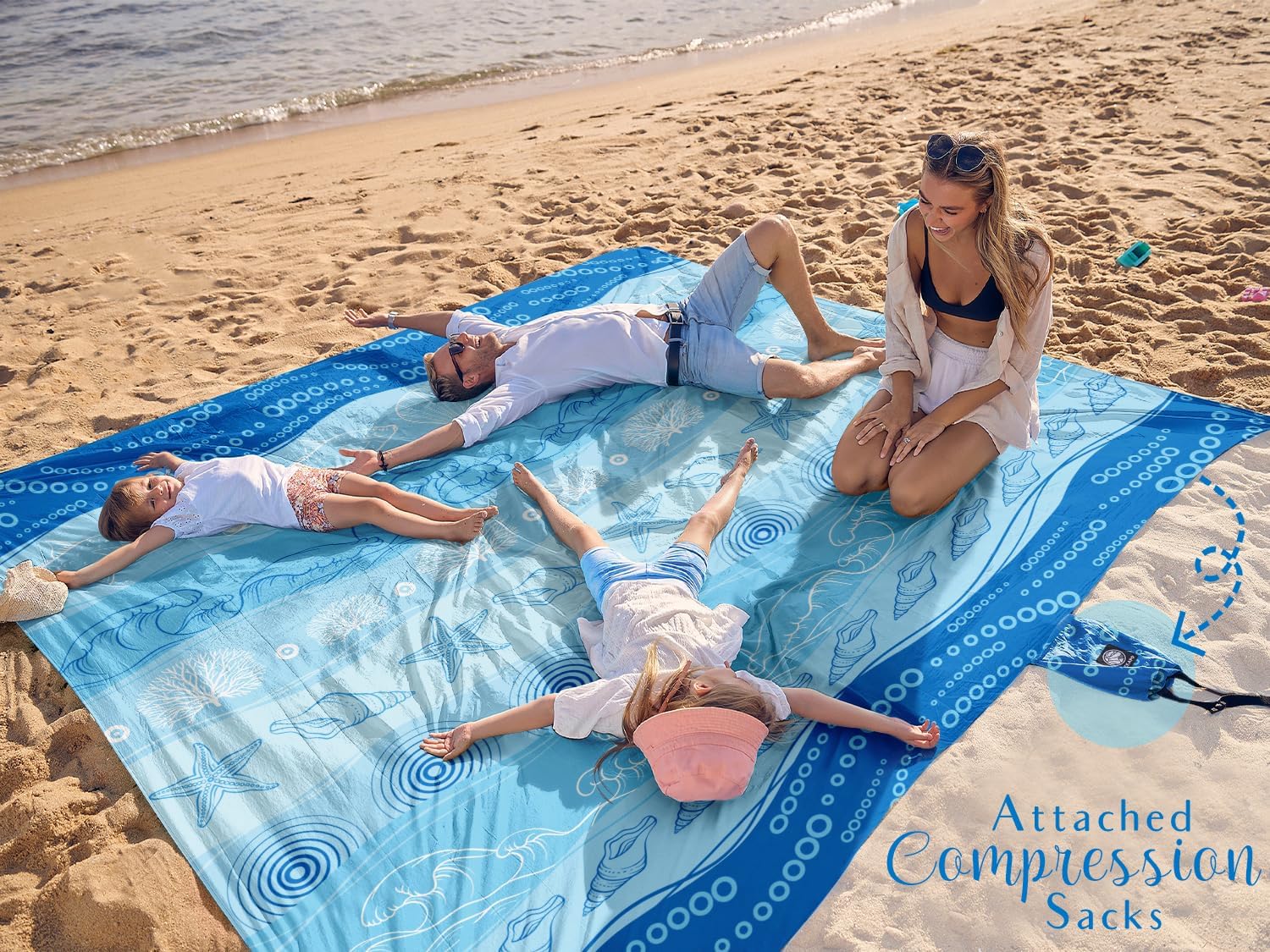 WEKAPO Sand Free Beach Blanket, Bohemian Starfish
