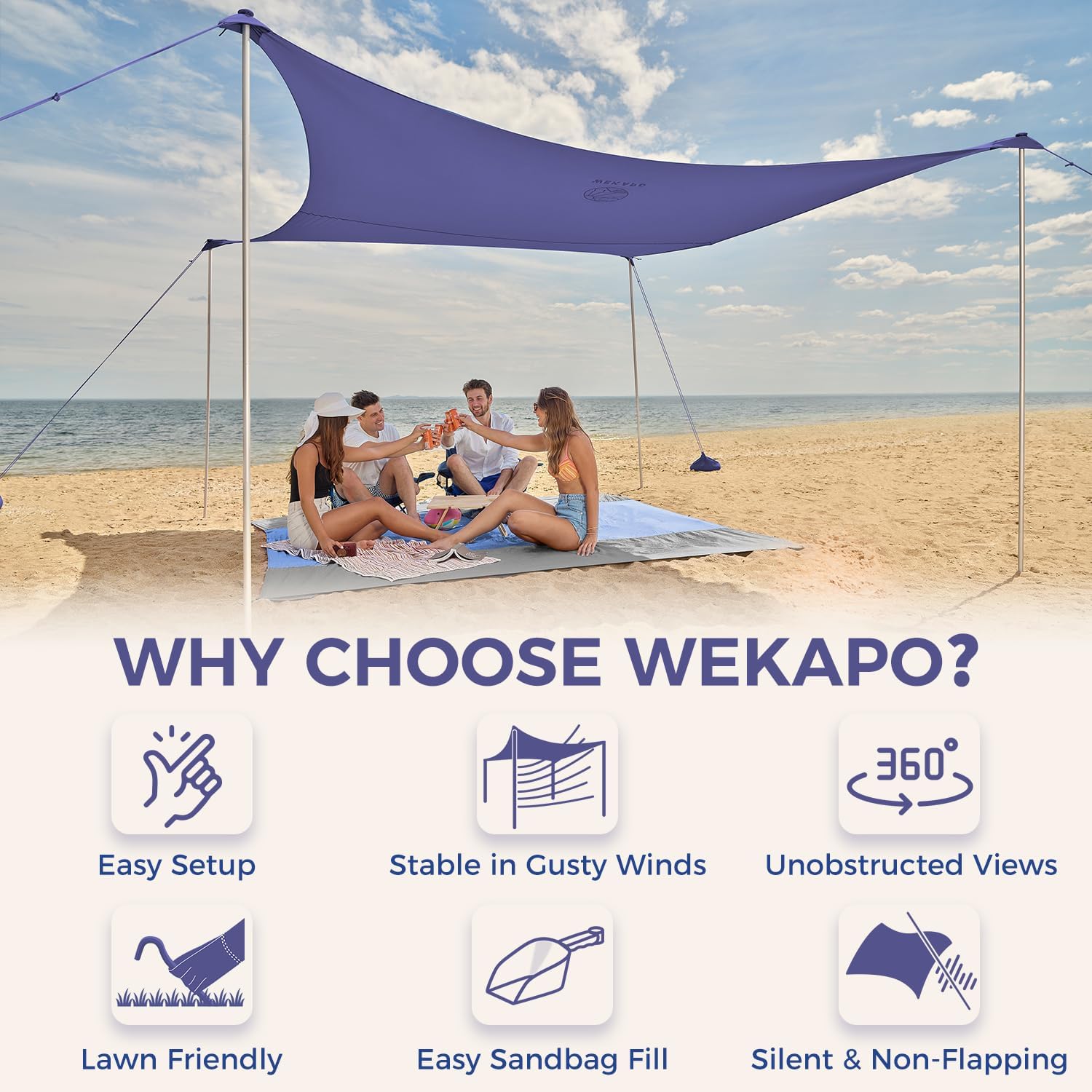 WEKAPO Beach Tent Sun Shelter,Navy