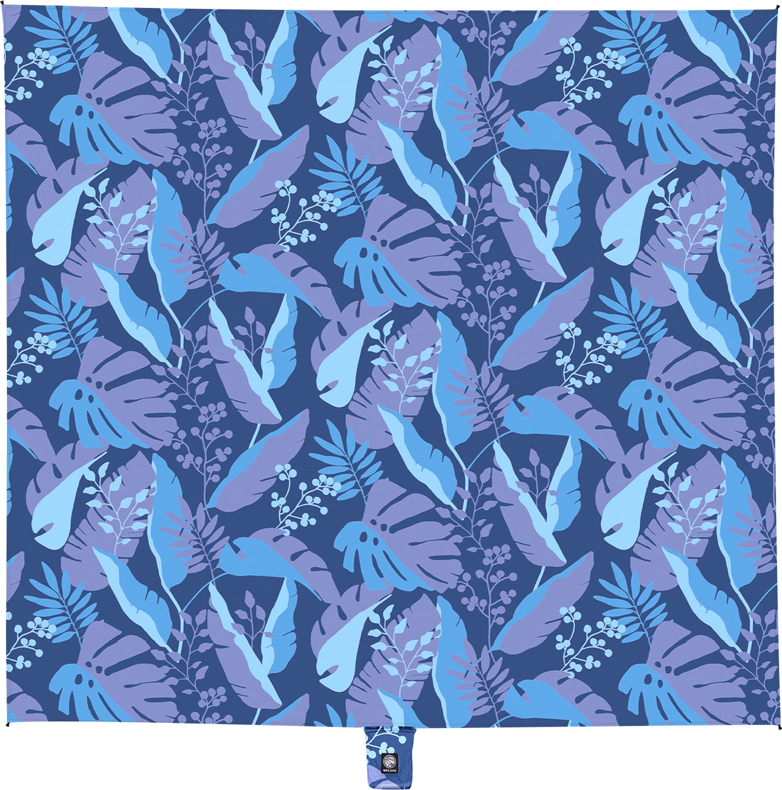 WEKAPO Sand Free Beach Blanket,Blue Leaf