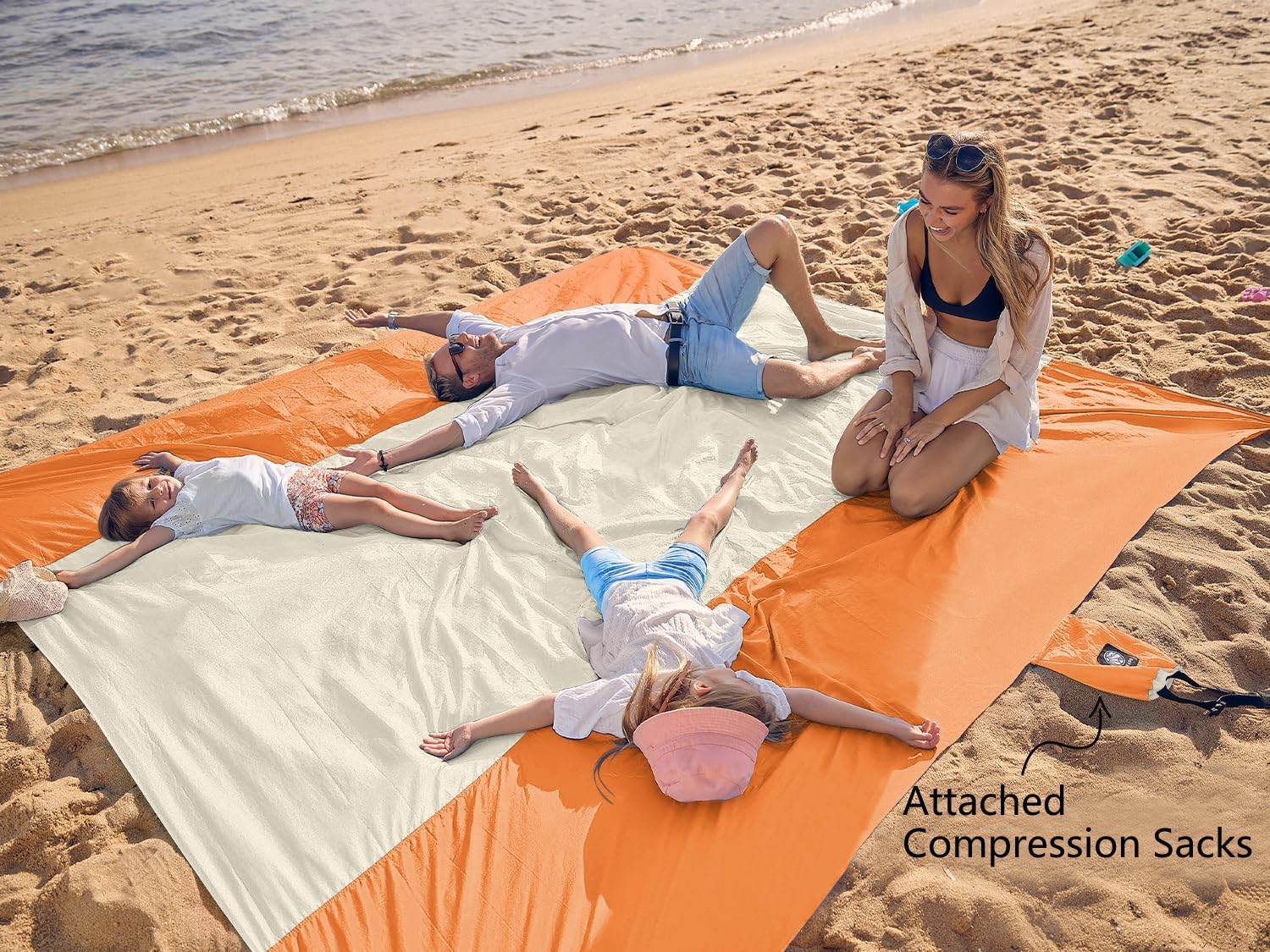 WEKAPO Sand Free Beach Blanket, Orange