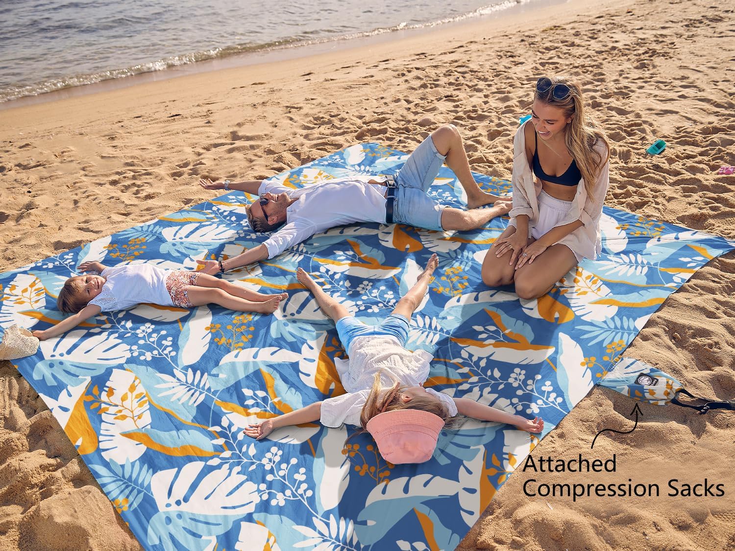 WEKAPO Sand Free Beach Blanket,Sea Leaves