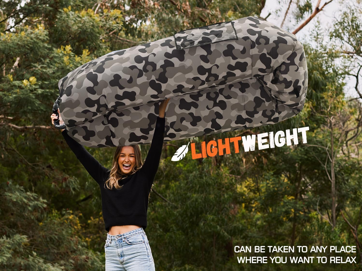 WEKAPO Inflatable Lounger Air Sofa,Grey Camouflage