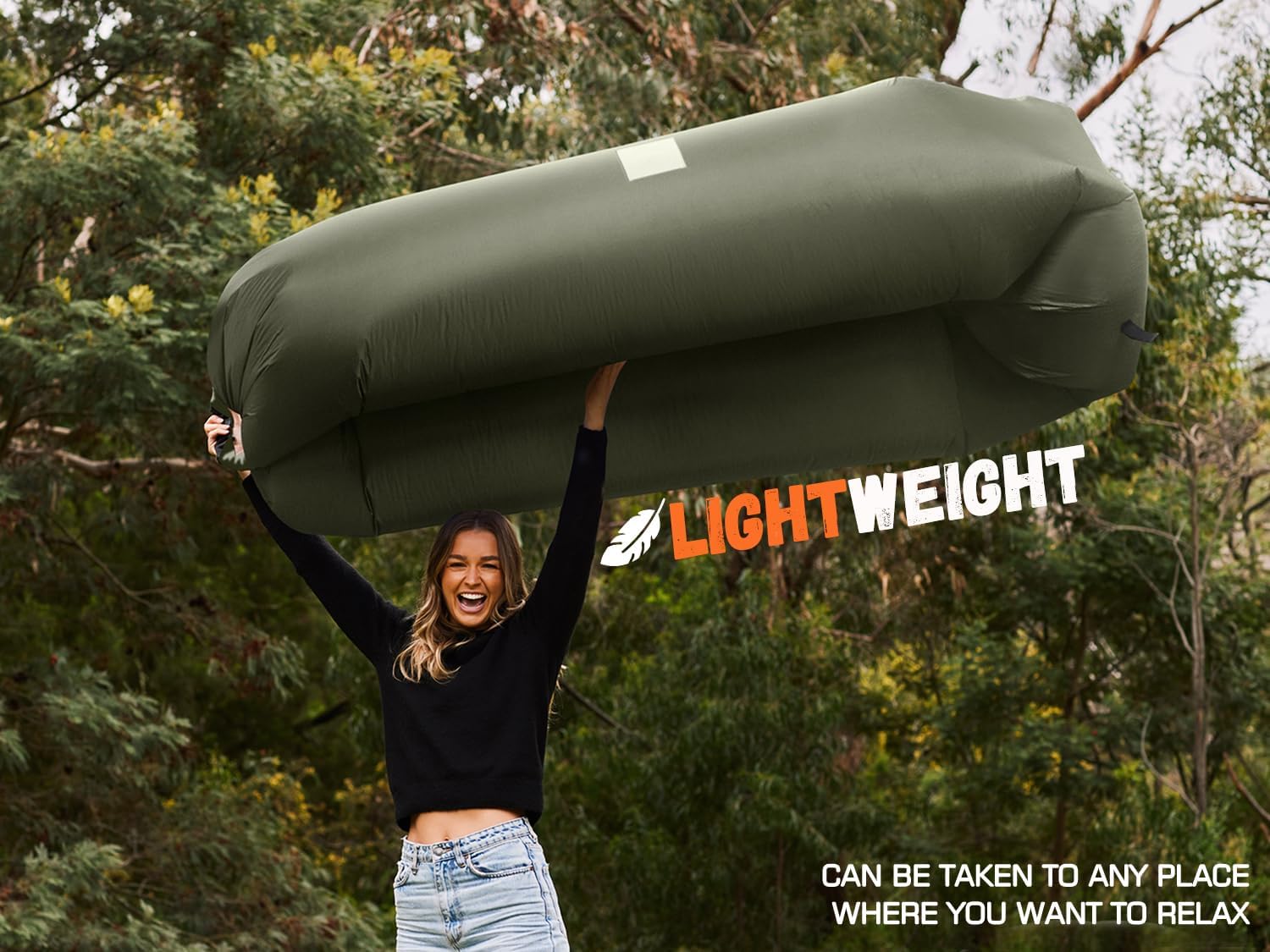 WEKAPO Inflatable Lounger Air Sofa,Olive Green