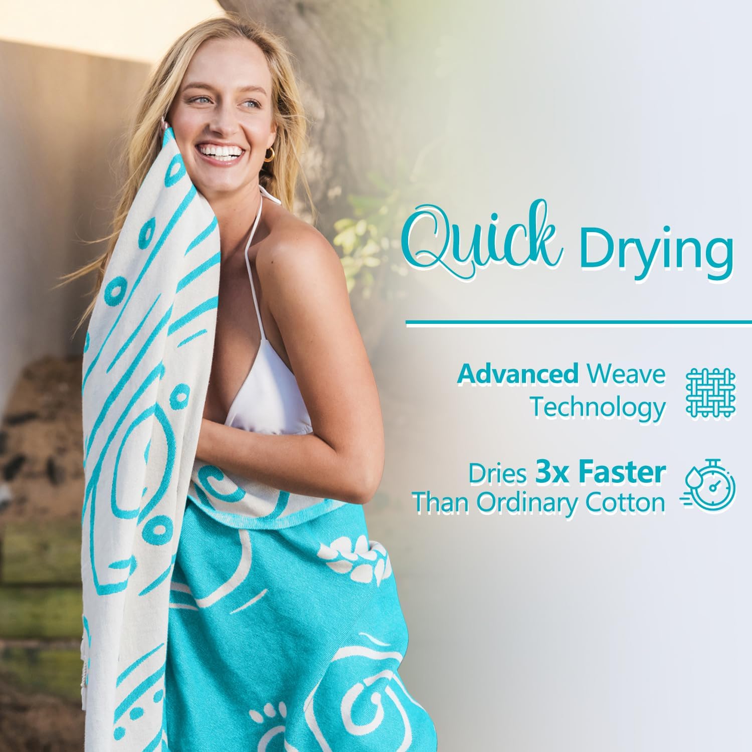 WEKAPO Turkish Beach Towel,Turquoise Sea Turtle