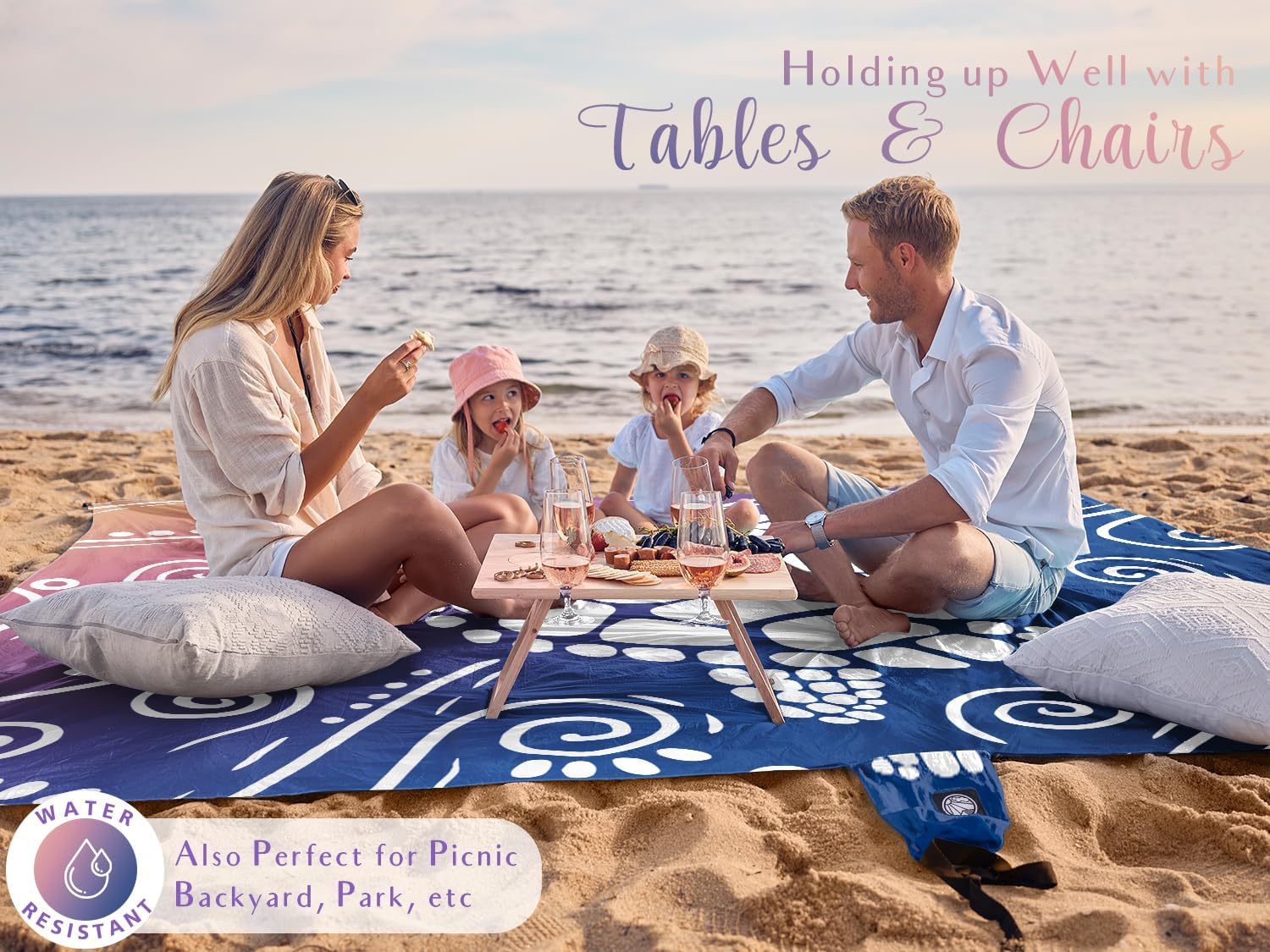 WEKAPO Sand Free Beach Blanket,Deep Blue Sea Turtle