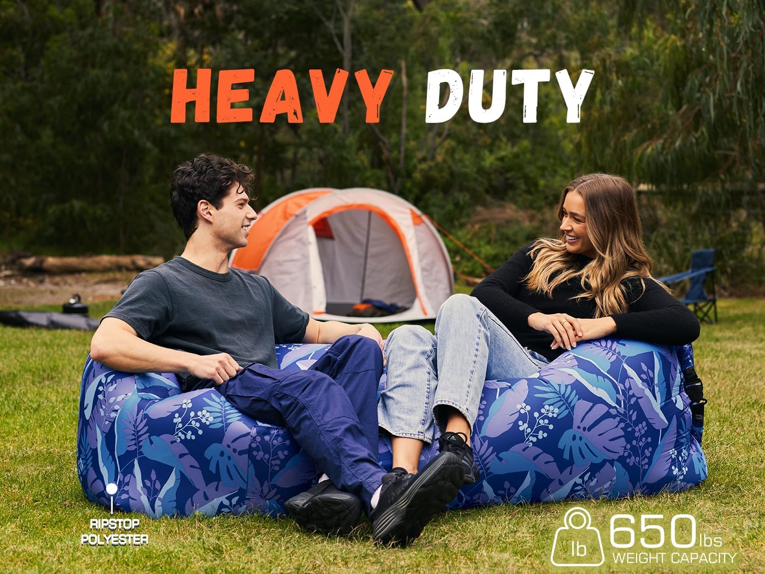 WEKAPO Inflatable Lounger Air Sofa,Blue Leaf