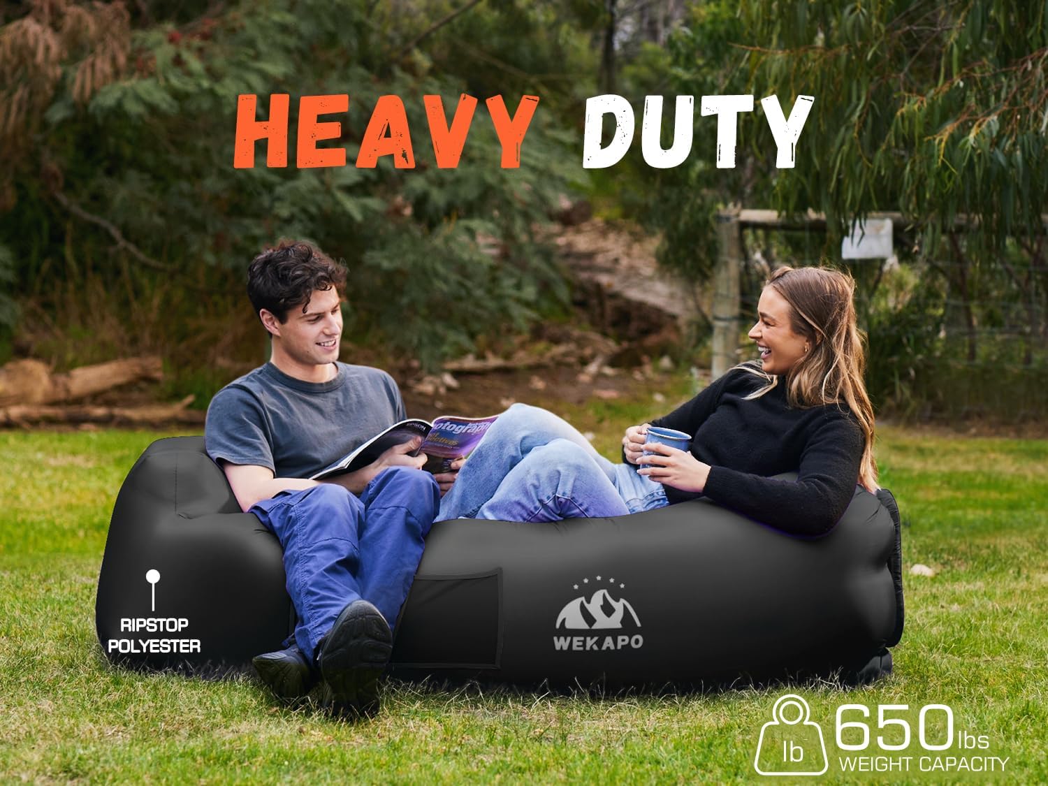 WEKAPO Inflatable Lounger Air Sofa,Black