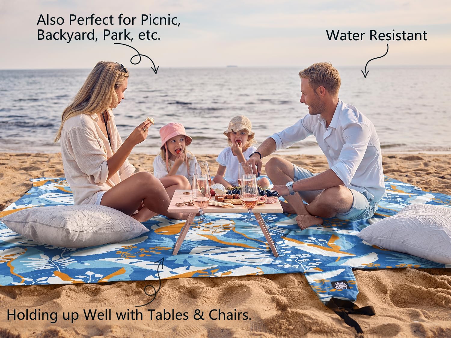 WEKAPO Sand Free Beach Blanket,Sea Leaves