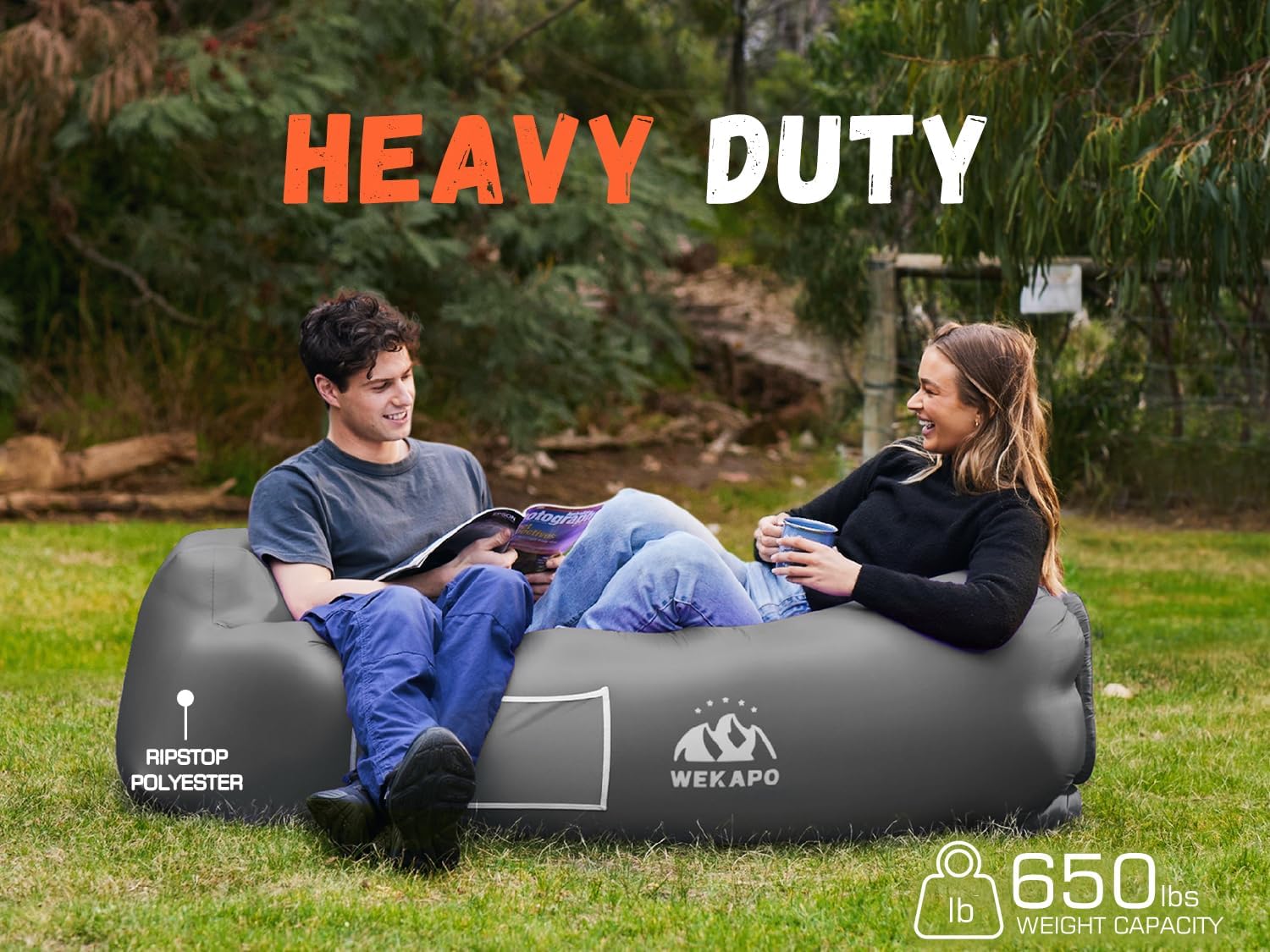 WEKAPO Inflatable Lounger Air Sofa,Slate Gray