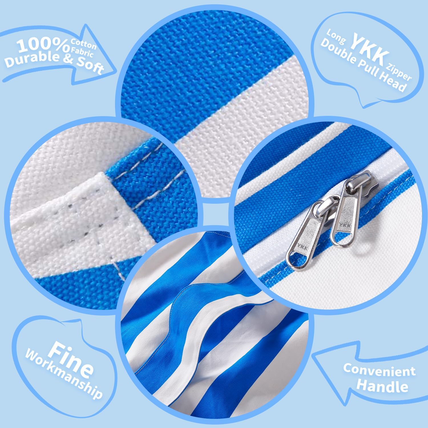 WEKAPO Stuffed Animal Storage Bean Bag Cover,Blue Stripes