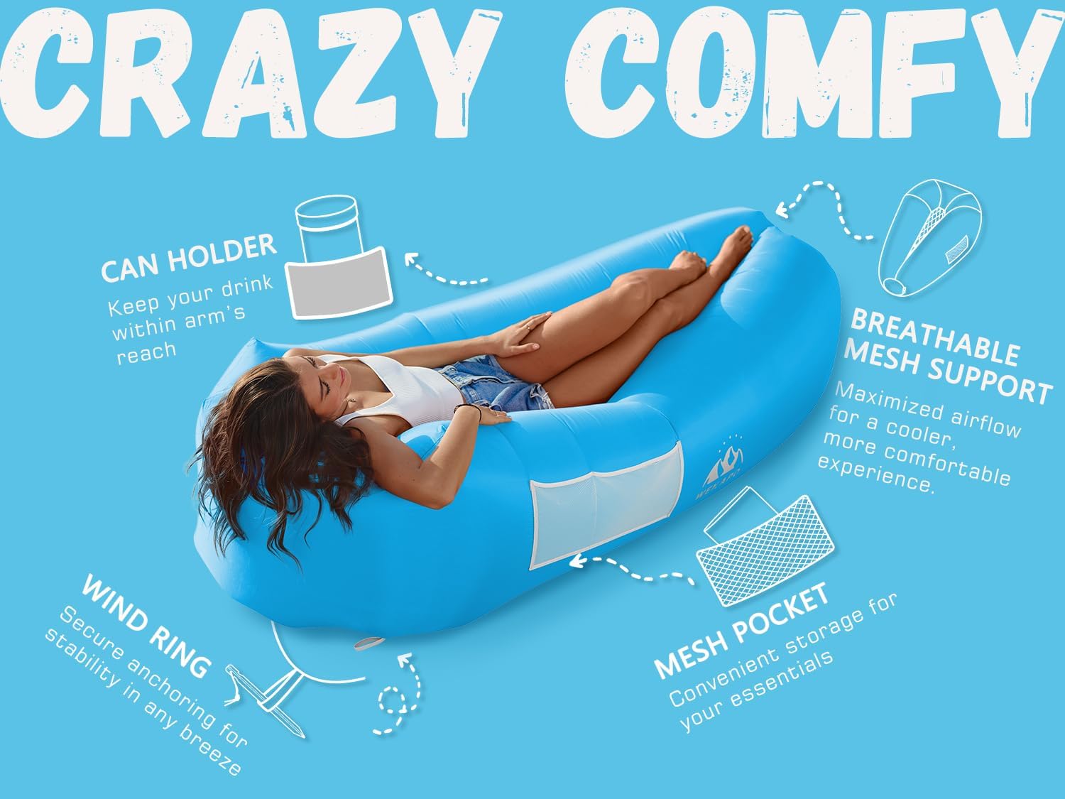 WEKAPO Inflatable Couch with Pump,Blue