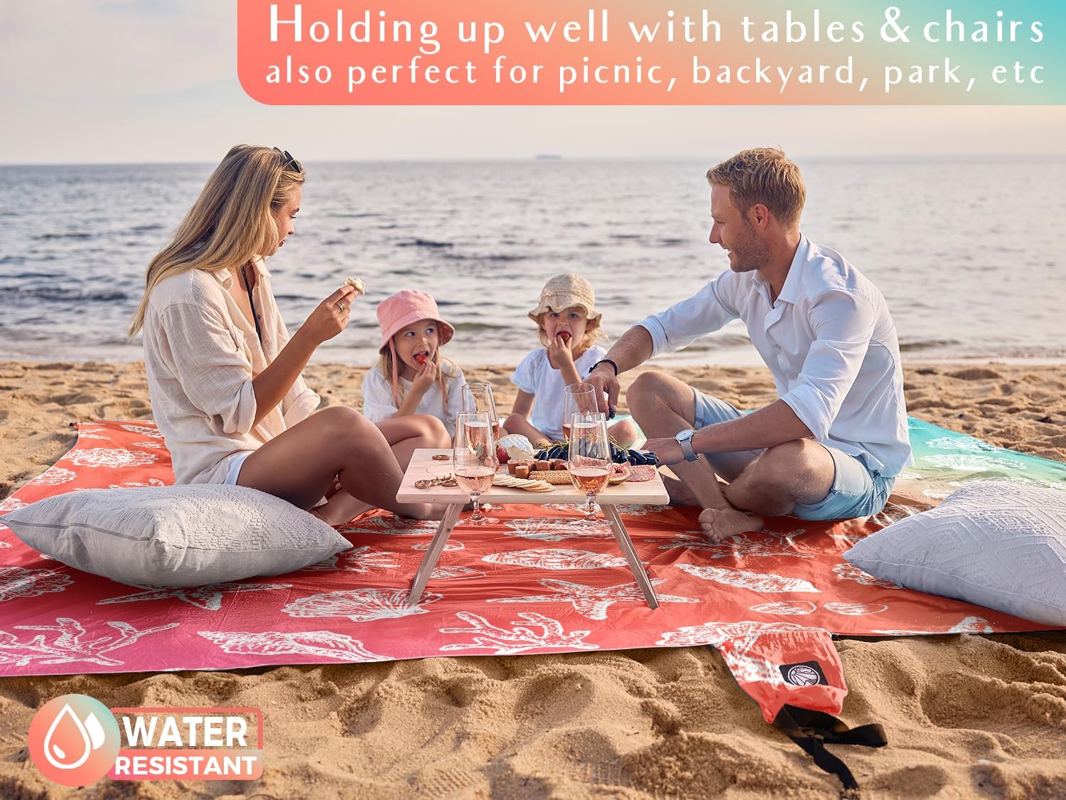 WEKAPO Sand Free Beach Blanket, Coral Sea Shells