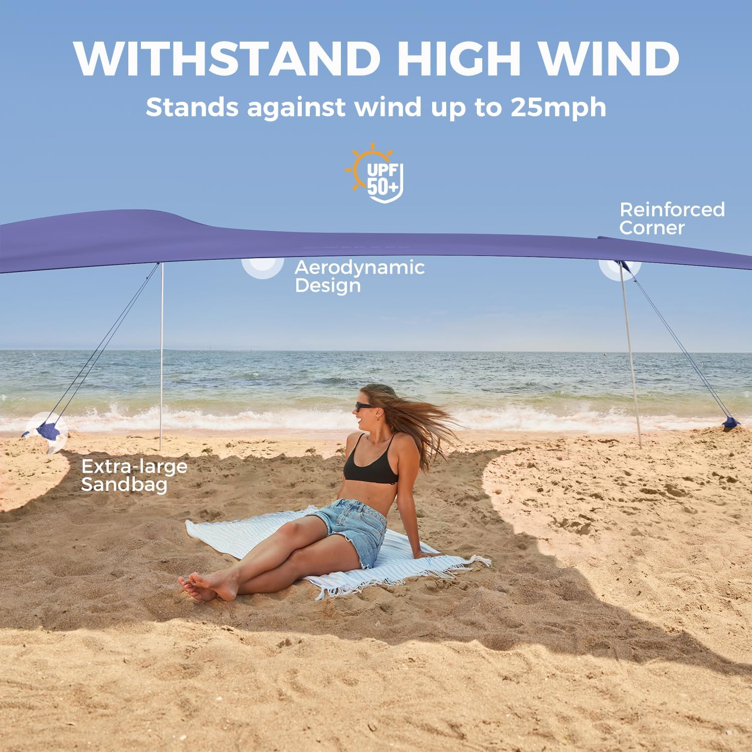 WEKAPO Beach Tent Sun Shelter,Navy