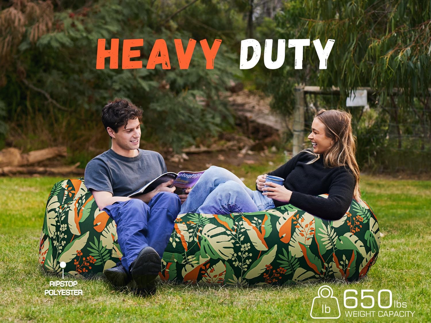 WEKAPO Inflatable Lounger Air Sofa,Green Leaf