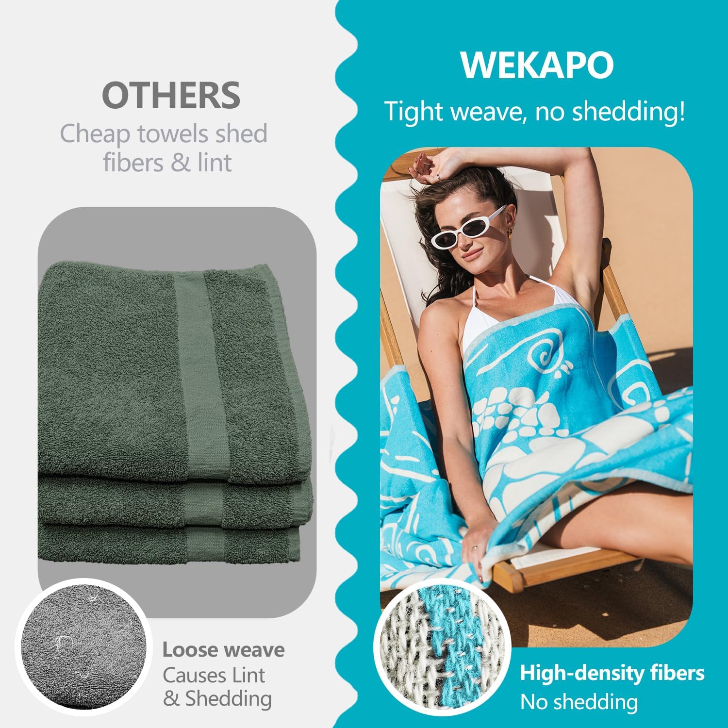 WEKAPO Turkish Beach Towel,Turquoise Sea Turtle