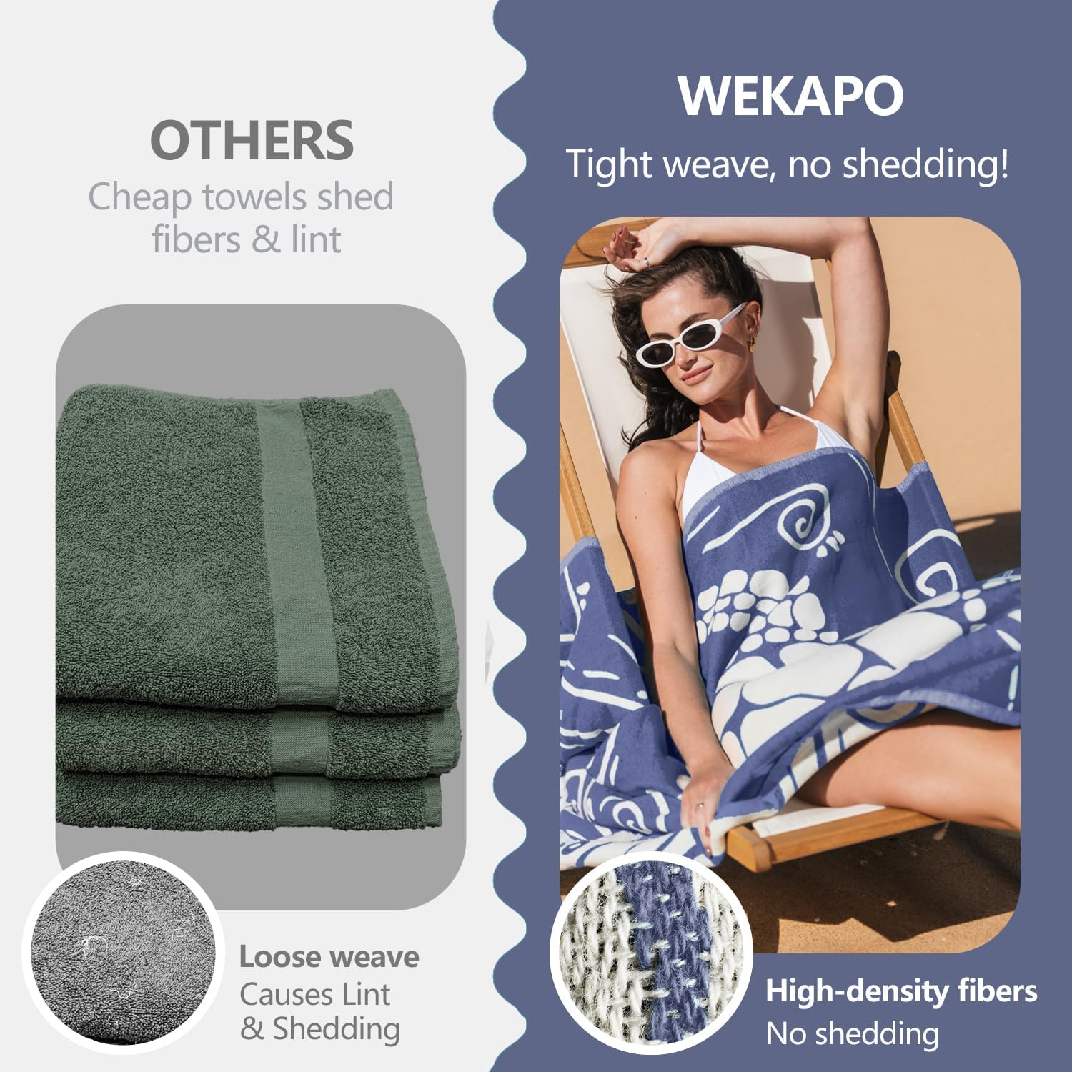 WEKAPO Turkish Beach Towel,Light Navy Sea Turtle