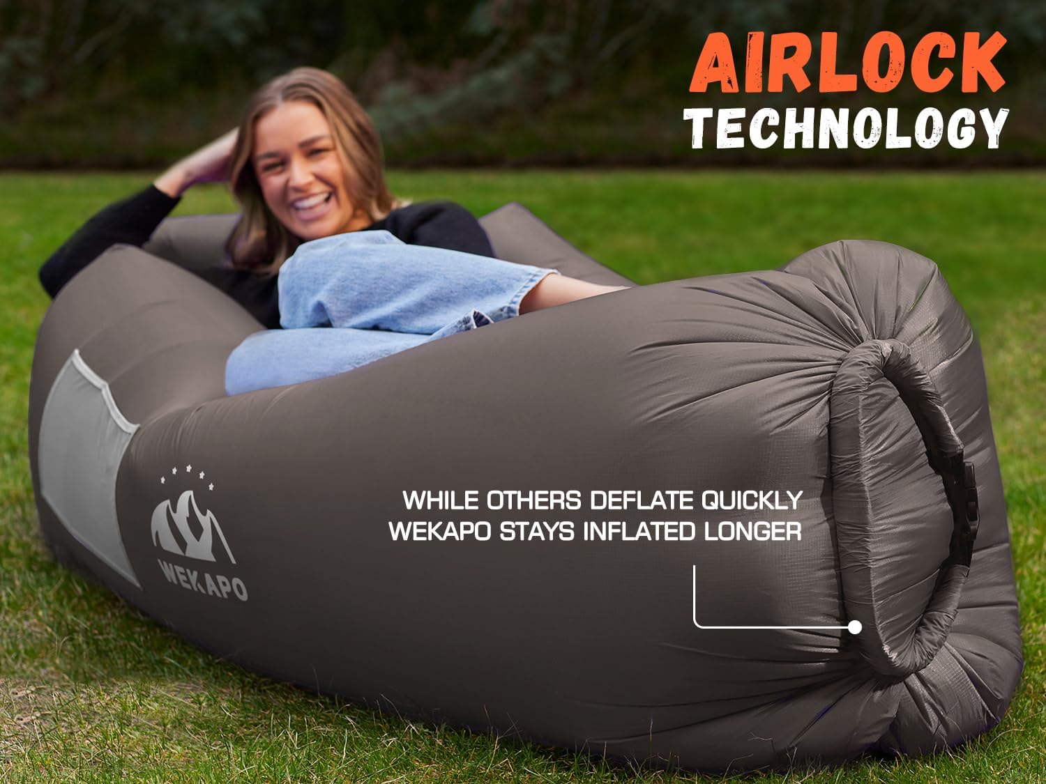 WEKAPO Inflatable Lounger Air Sofa,Taupe