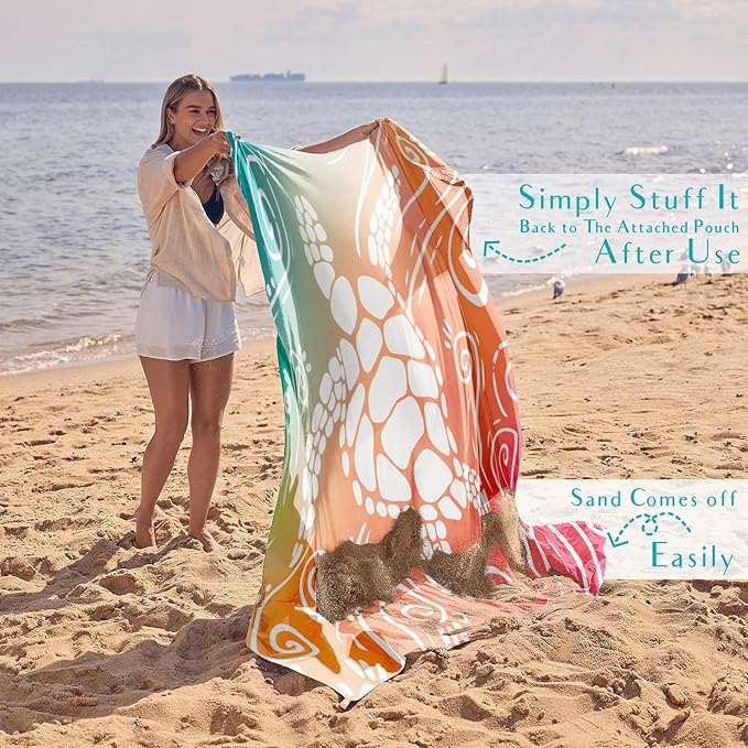 WEKAPO Sand Free Beach Blanket,Sea Turtle