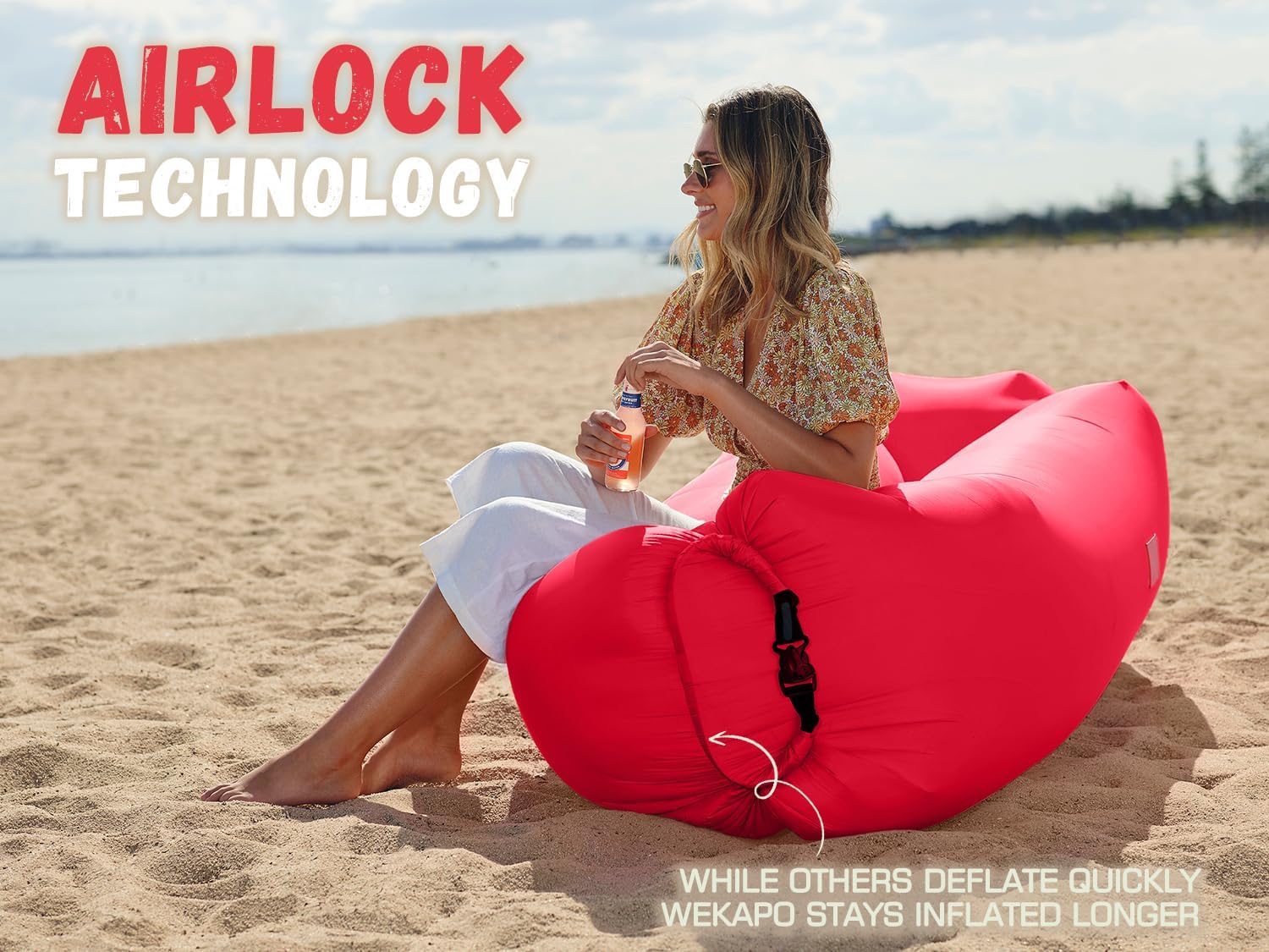 WEKAPO Inflatable Lounger Air Sofa,Red