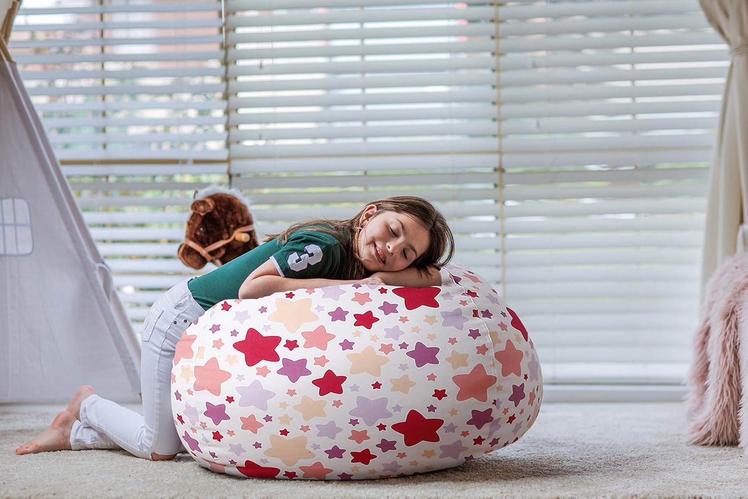 WEKAPO Stuffed Animal Storage Bean Bag Cover,Large star
