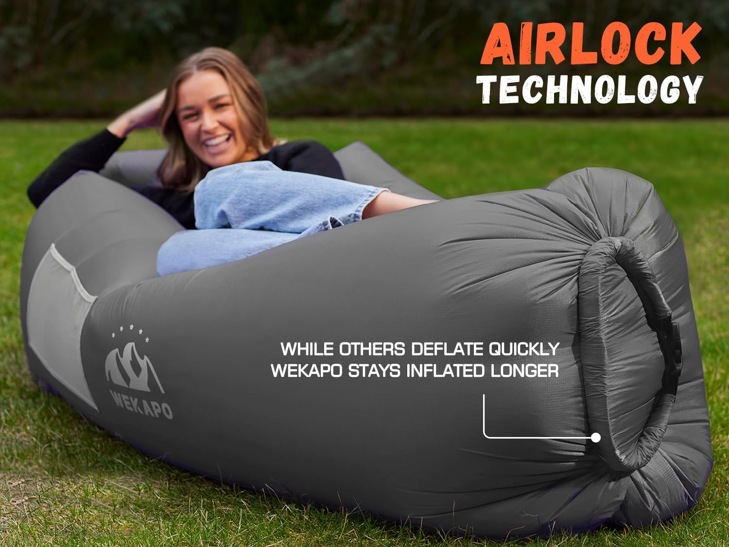WEKAPO Inflatable Lounger Air Sofa,Slate Gray