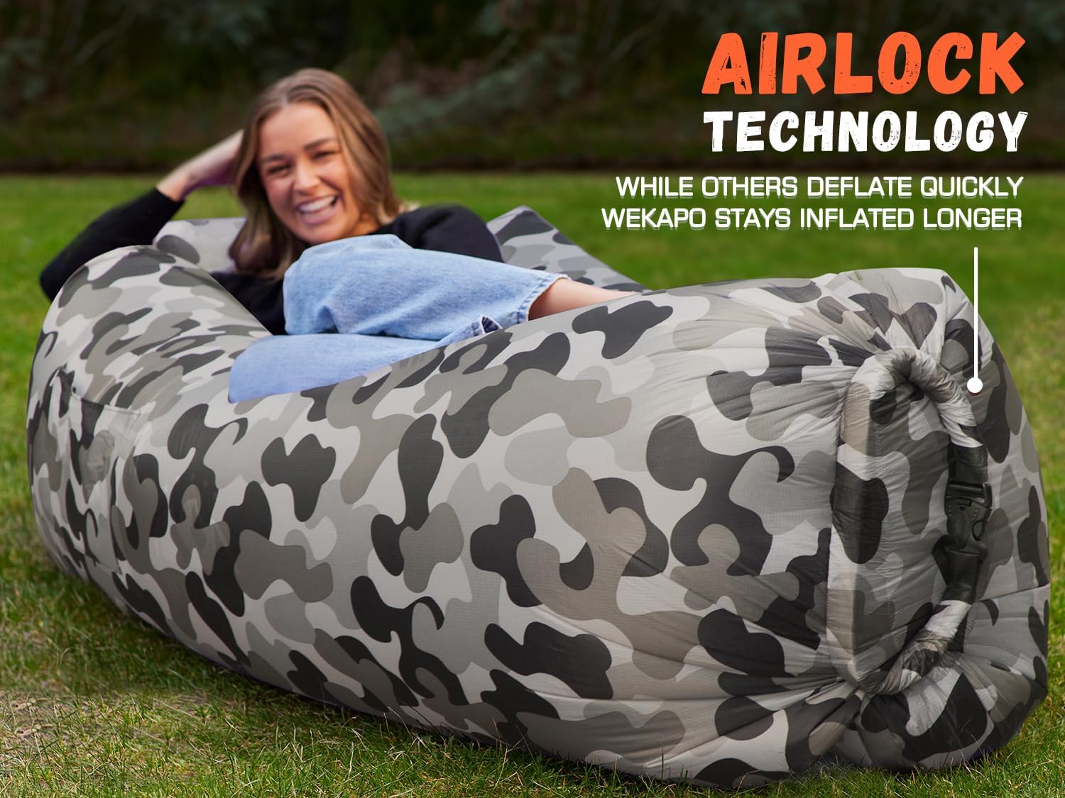 WEKAPO Inflatable Lounger Air Sofa,Grey Camouflage