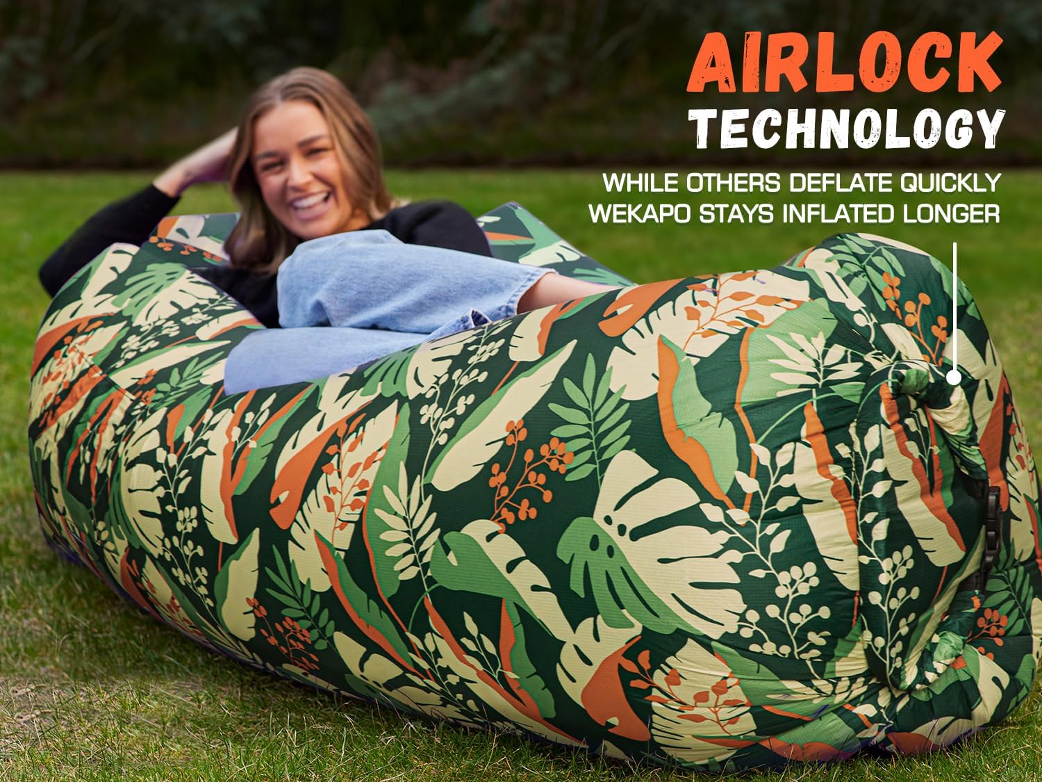 WEKAPO Inflatable Lounger Air Sofa,Green Leaf