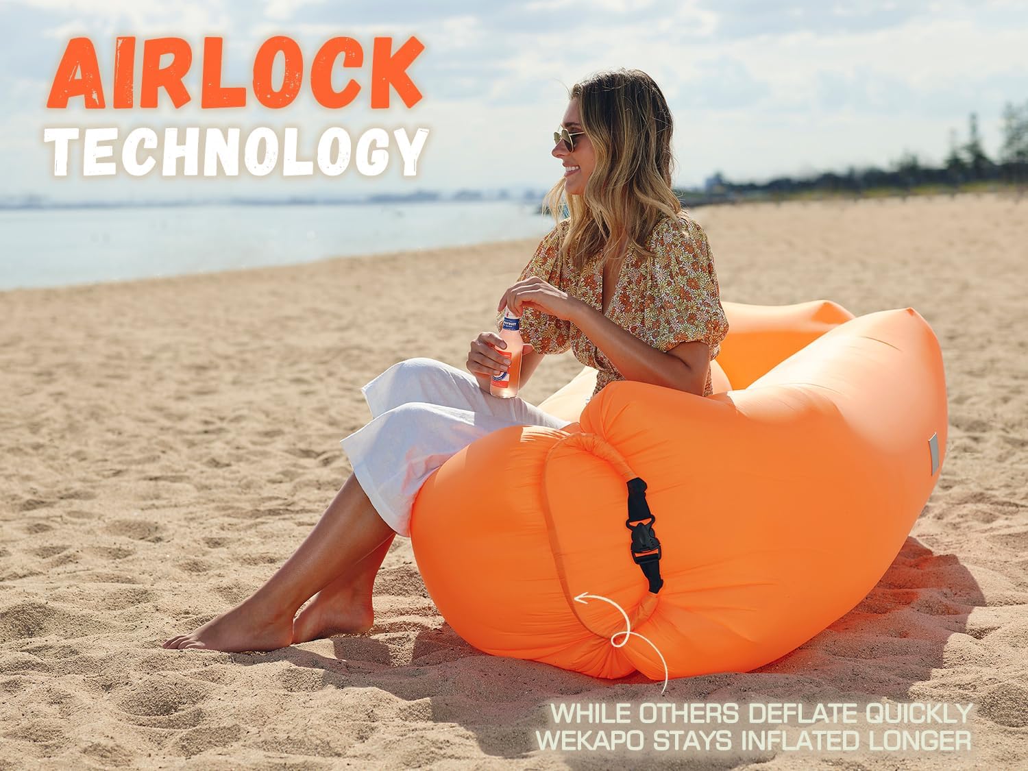 WEKAPO Inflatable Lounger Air Sofa,Orange