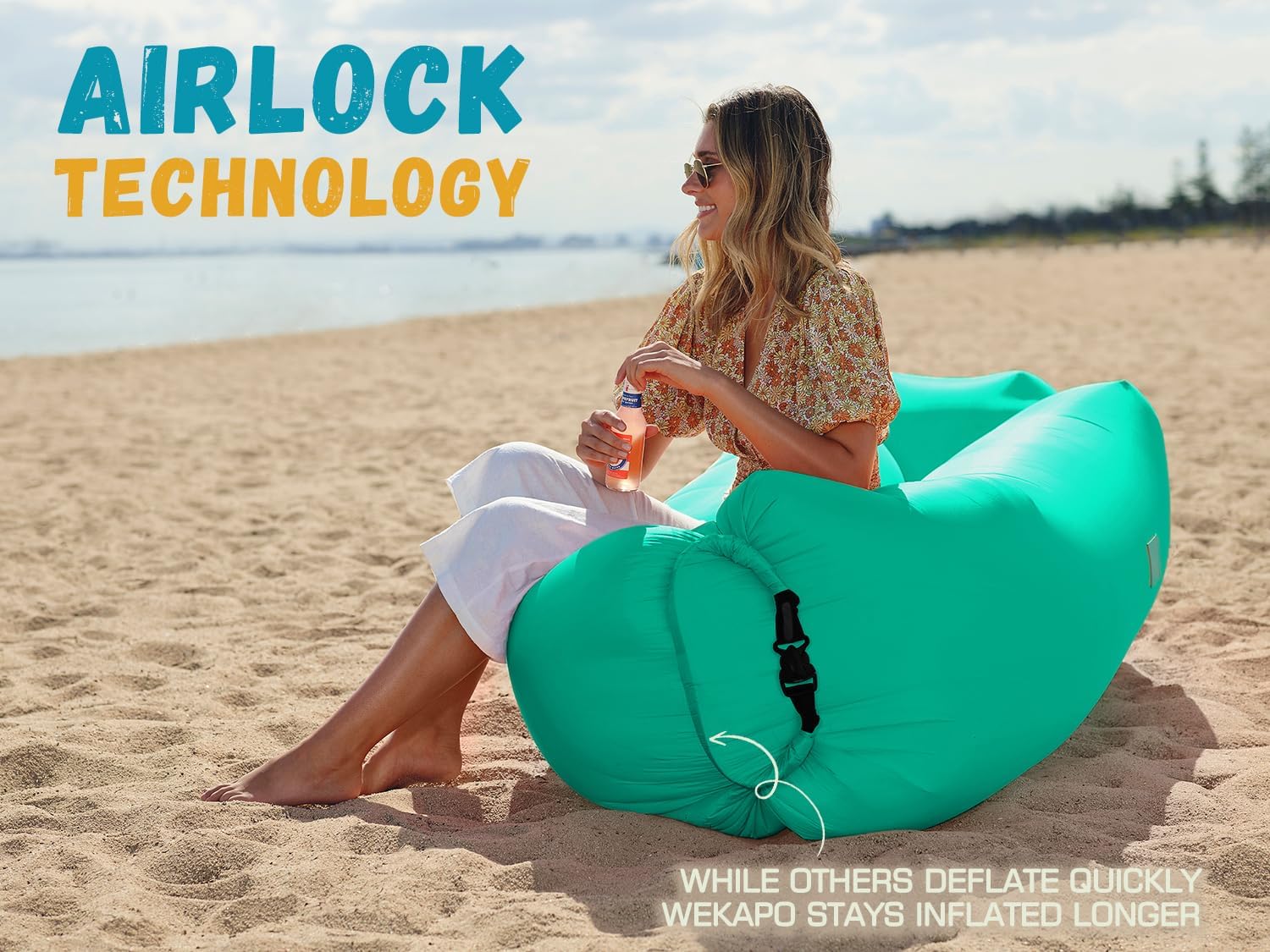 WEKAPO Inflatable Lounger Air Sofa,Turquoise