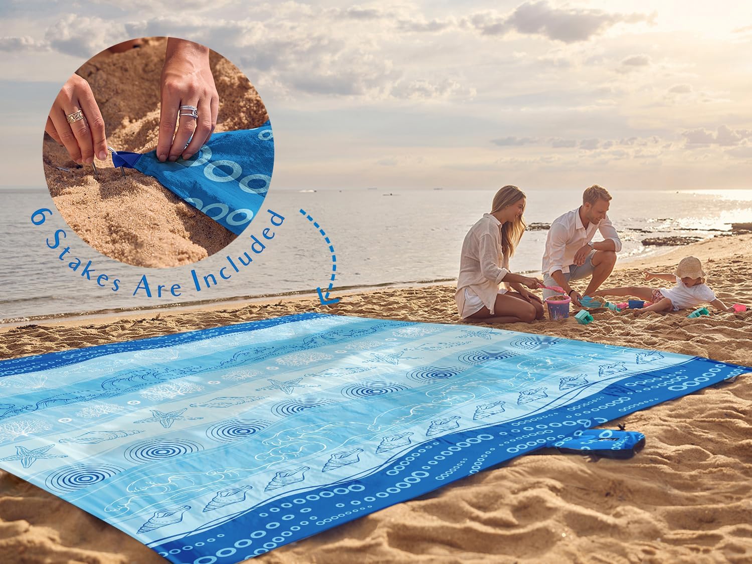 WEKAPO Sand Free Beach Blanket, Bohemian Starfish