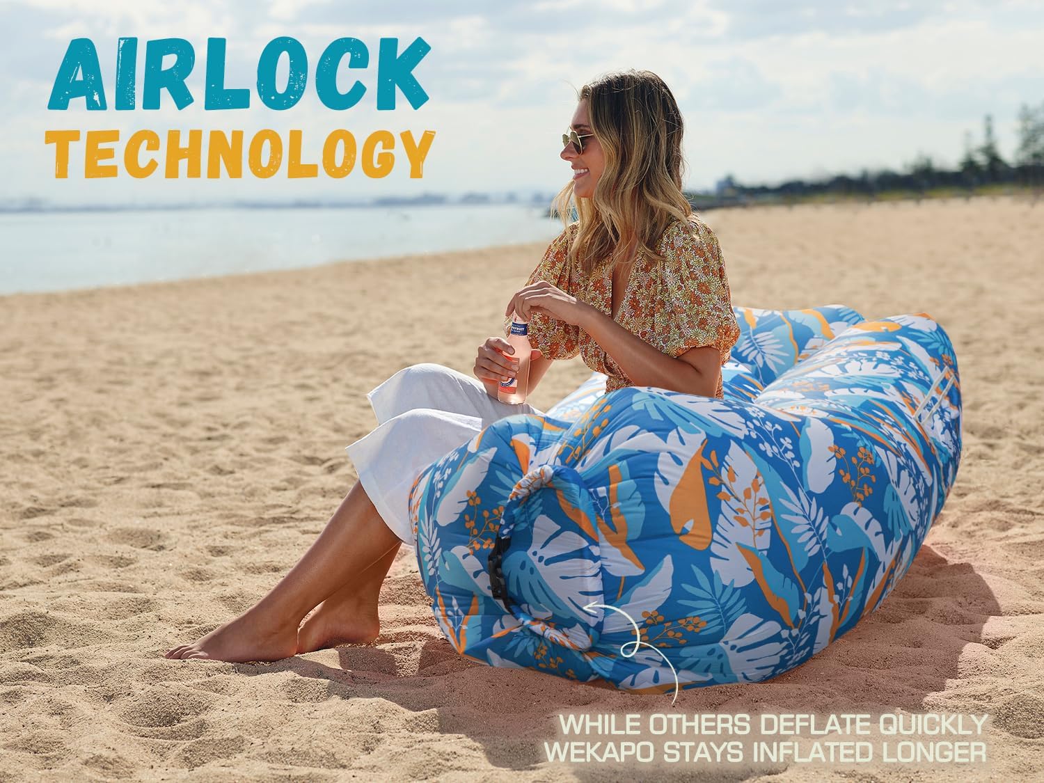 WEKAPO Inflatable Lounger Air Sofa,Honey Twilight Leaf