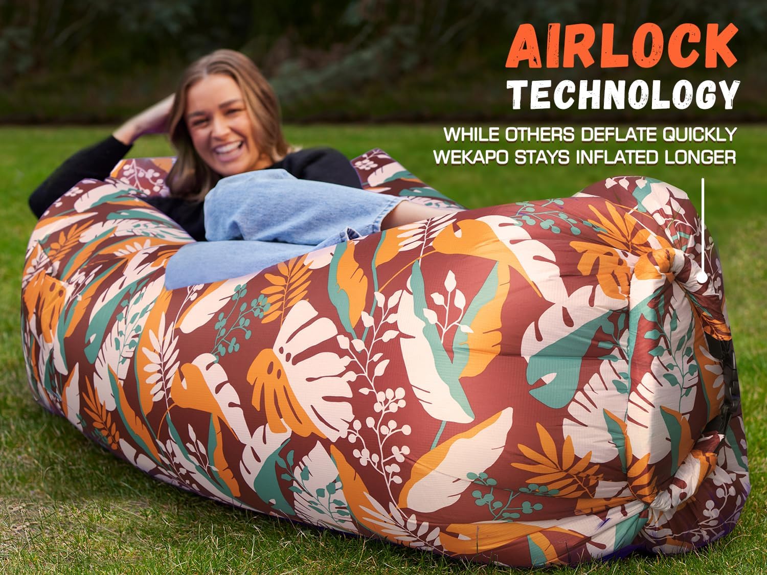 WEKAPO Inflatable Lounger Air Sofa,Chocolate Leaf