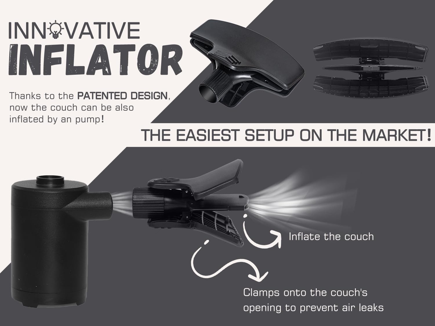 WEKAPO Inflatable Couch with Pump,Black
