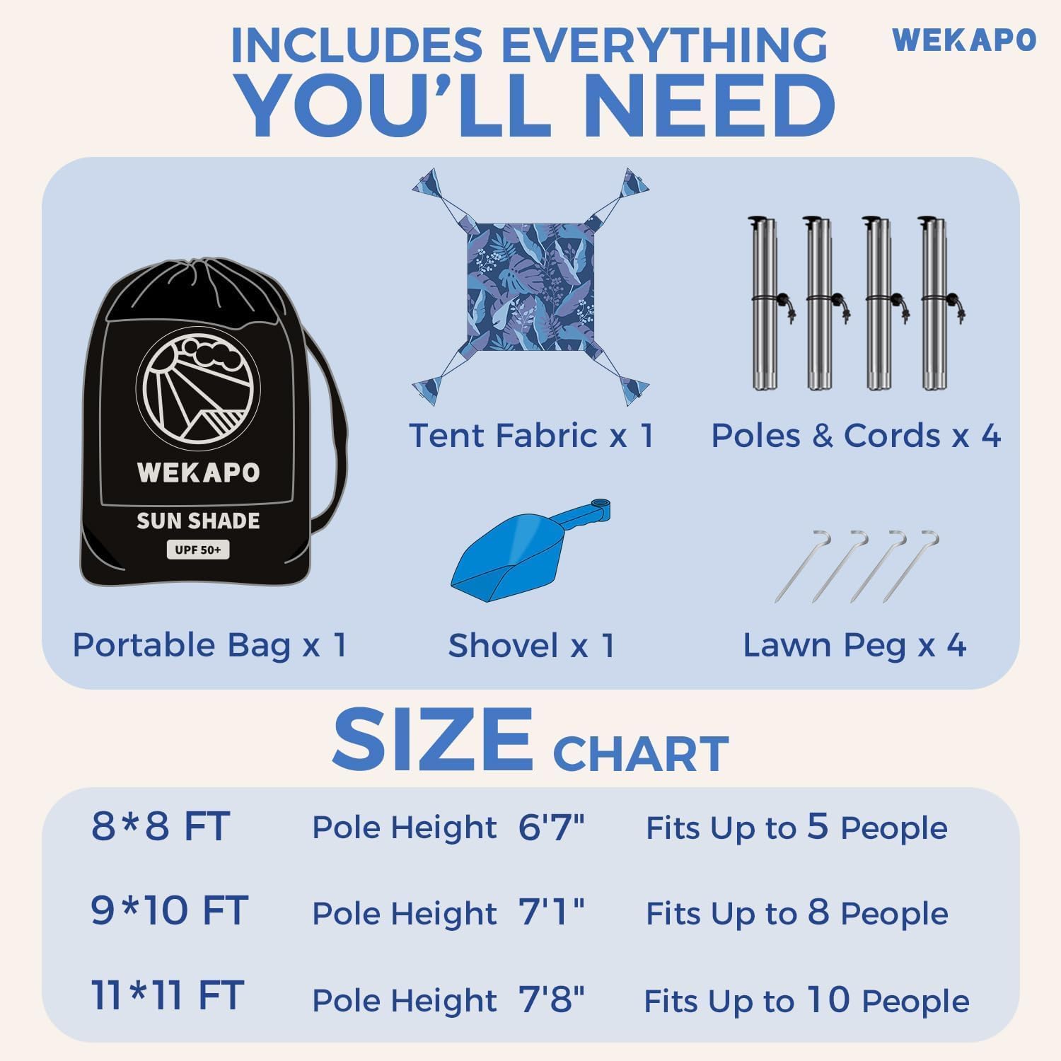 WEKAPO Beach Tent Sun Shelter,Sapphire Twilight Leaf