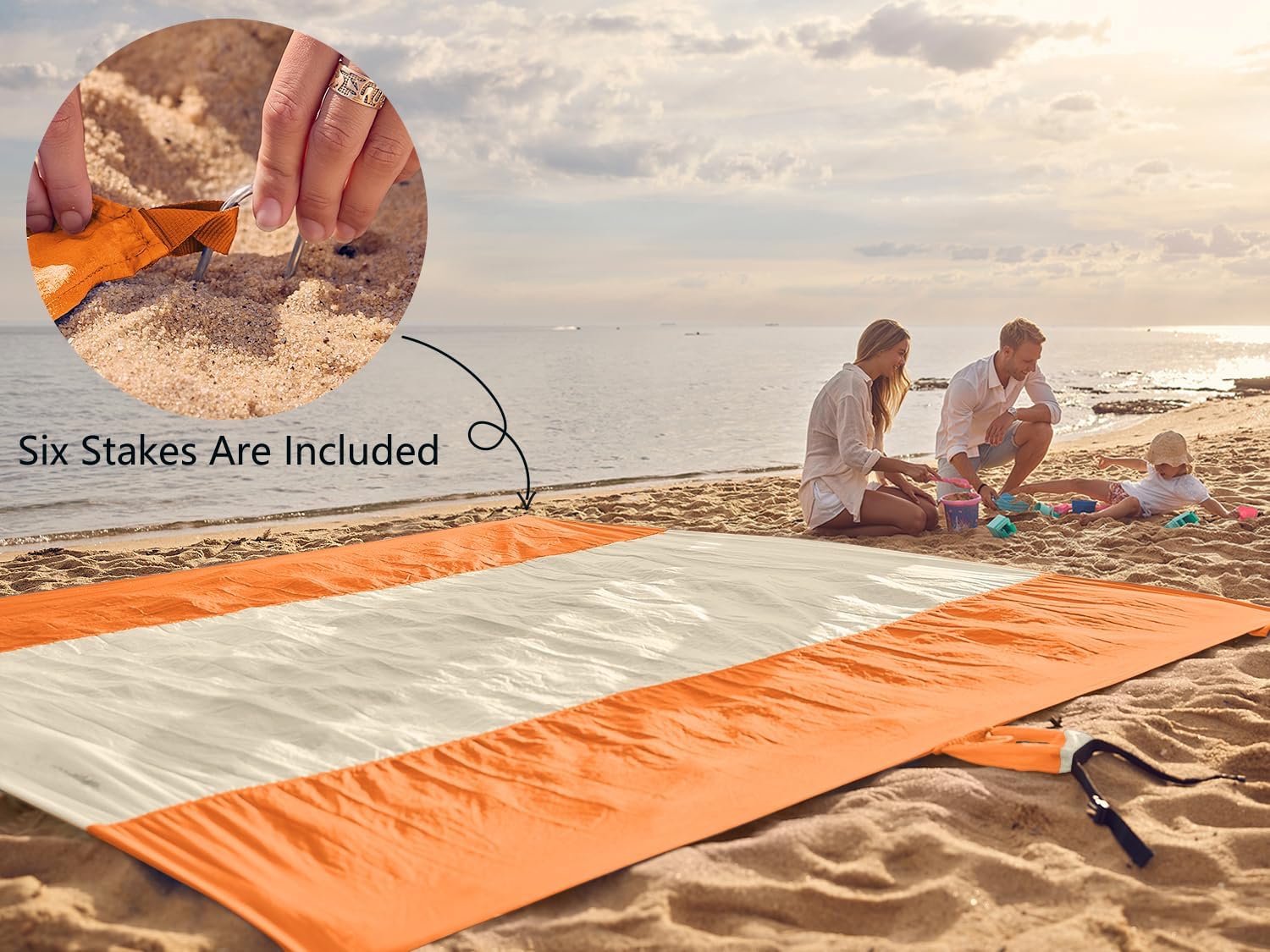 WEKAPO Sand Free Beach Blanket, Orange