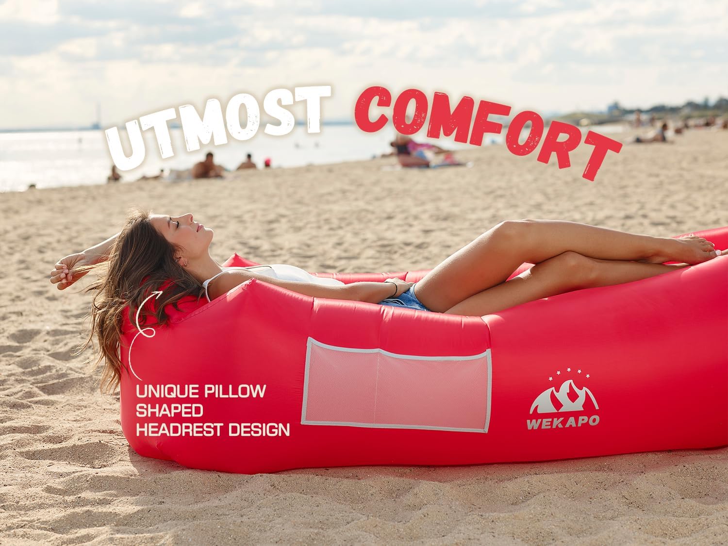 WEKAPO Inflatable Lounger Air Sofa,Red