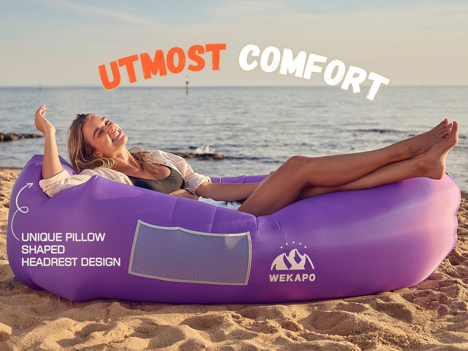 WEKAPO Inflatable Lounger Air Sofa,Purple