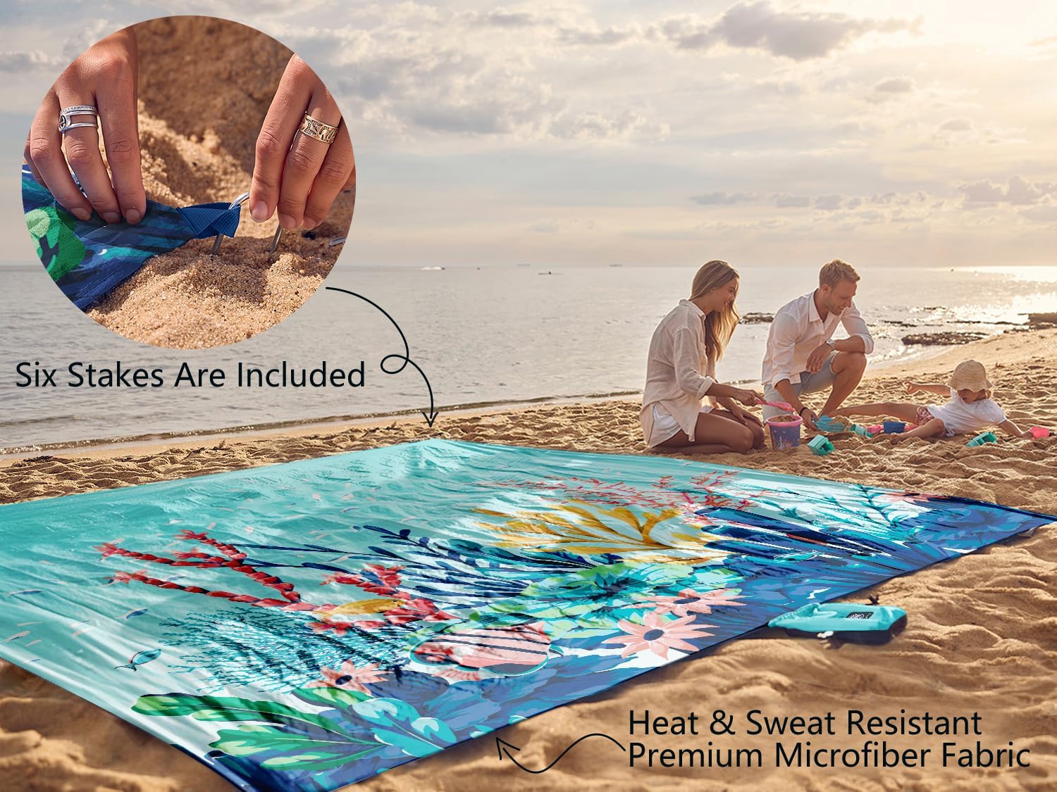 WEKAPO Sand Free Beach Blanket, Ocean Wonderland