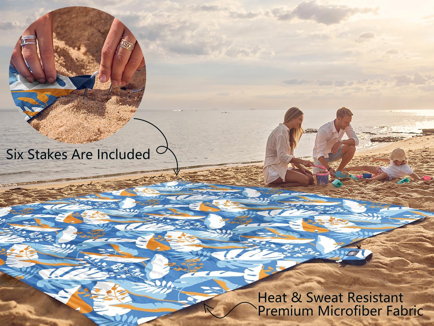 WEKAPO Sand Free Beach Blanket,Sea Leaves