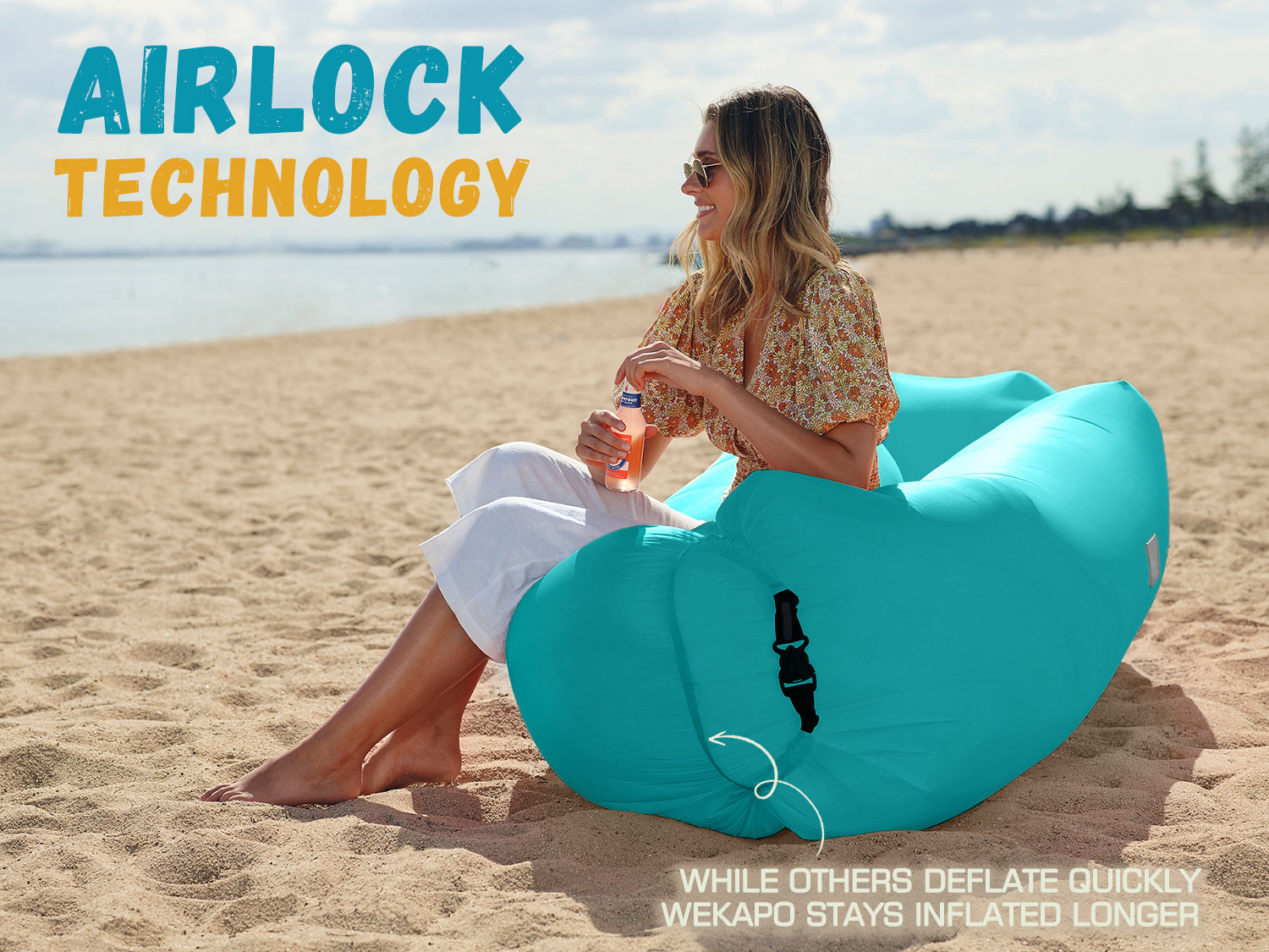 WEKAPO Inflatable Lounger Air Sofa,Teal