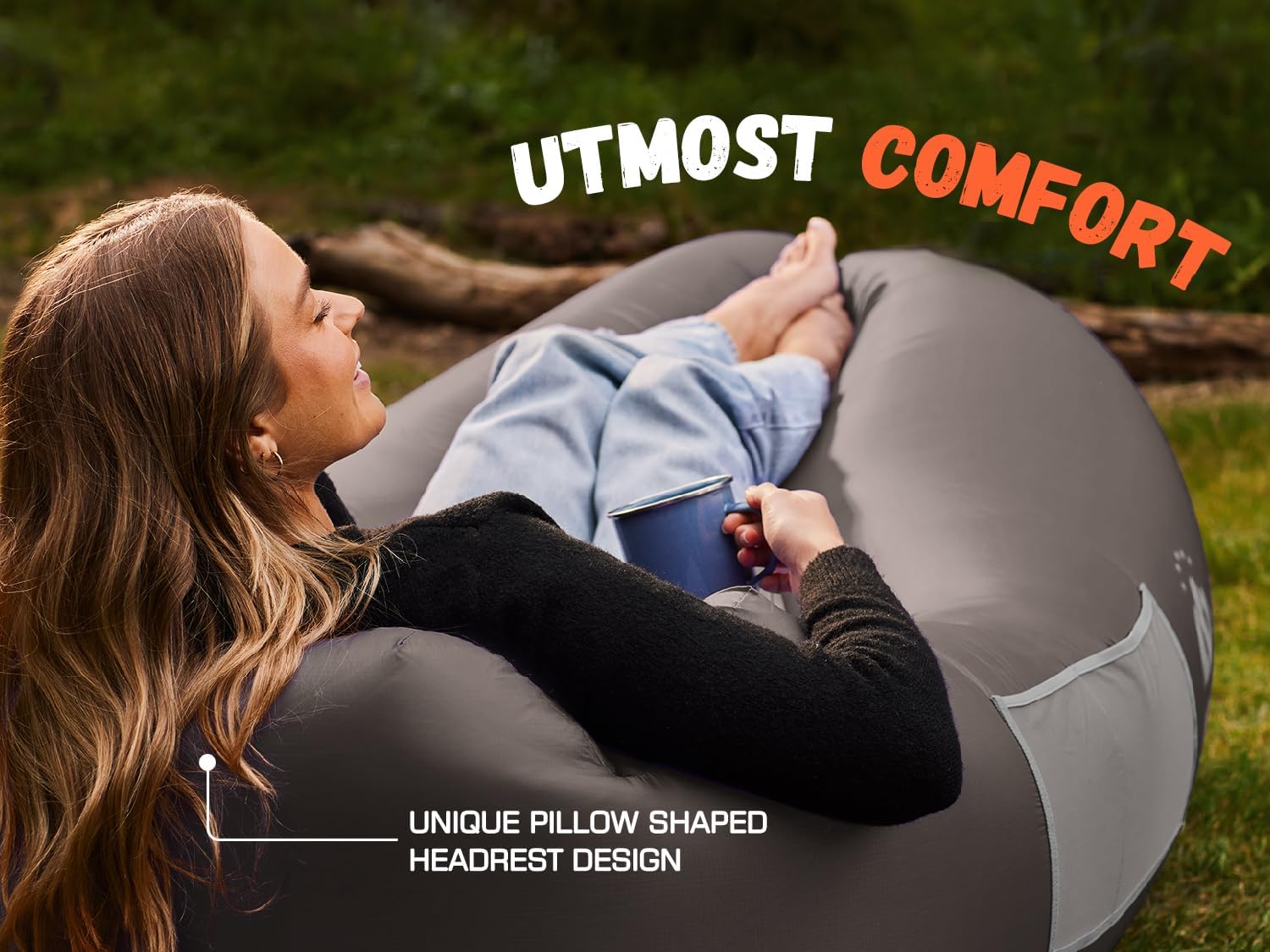 WEKAPO Inflatable Lounger Air Sofa,Taupe