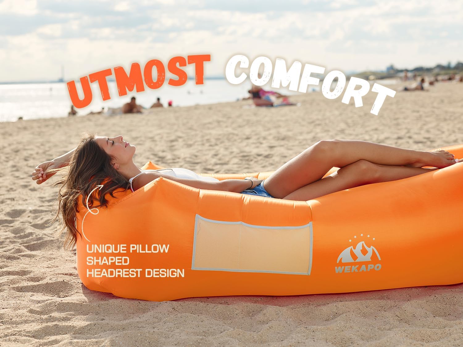WEKAPO Inflatable Lounger Air Sofa,Orange