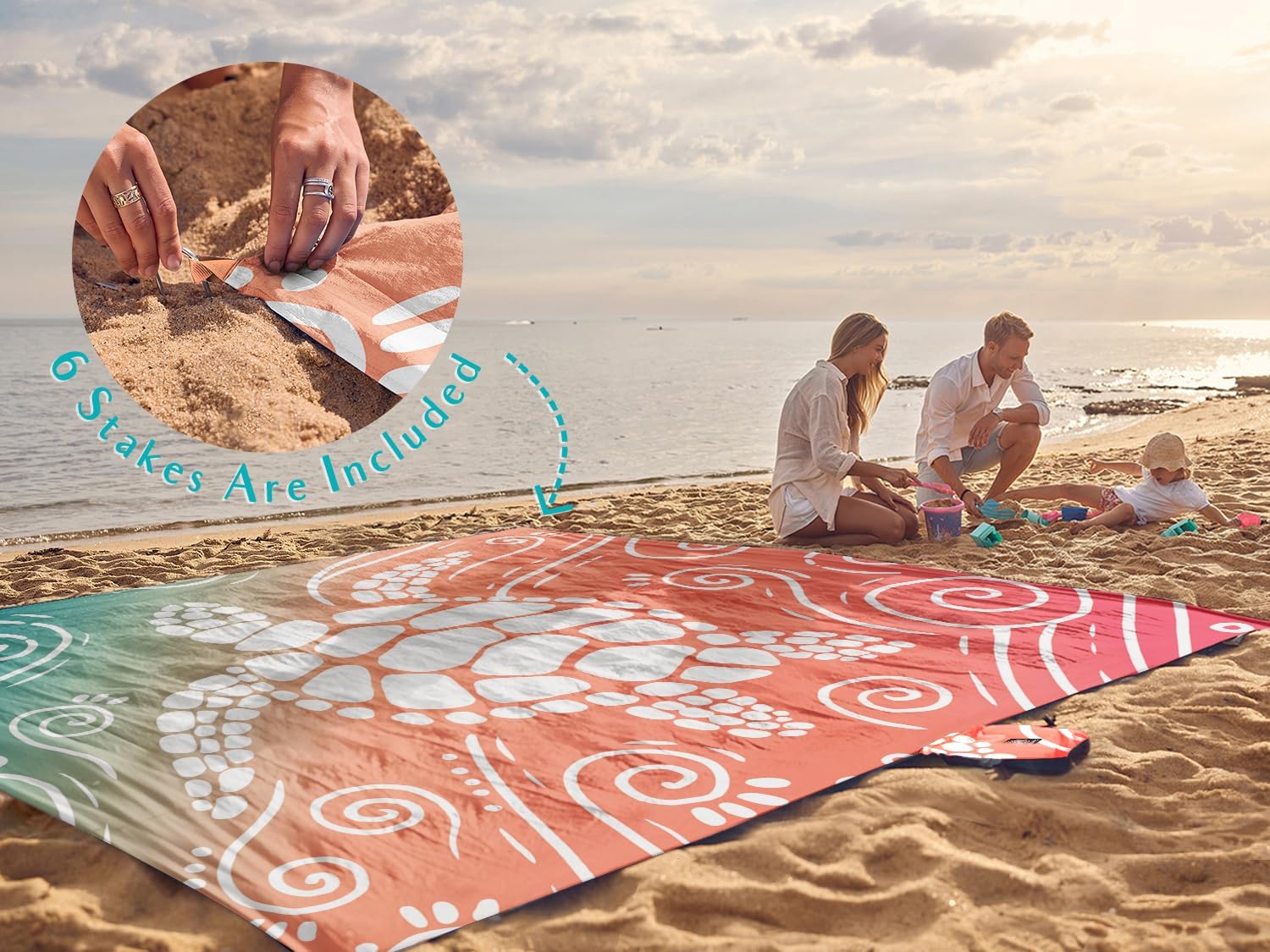 WEKAPO Sand Free Beach Blanket,Sea Turtle